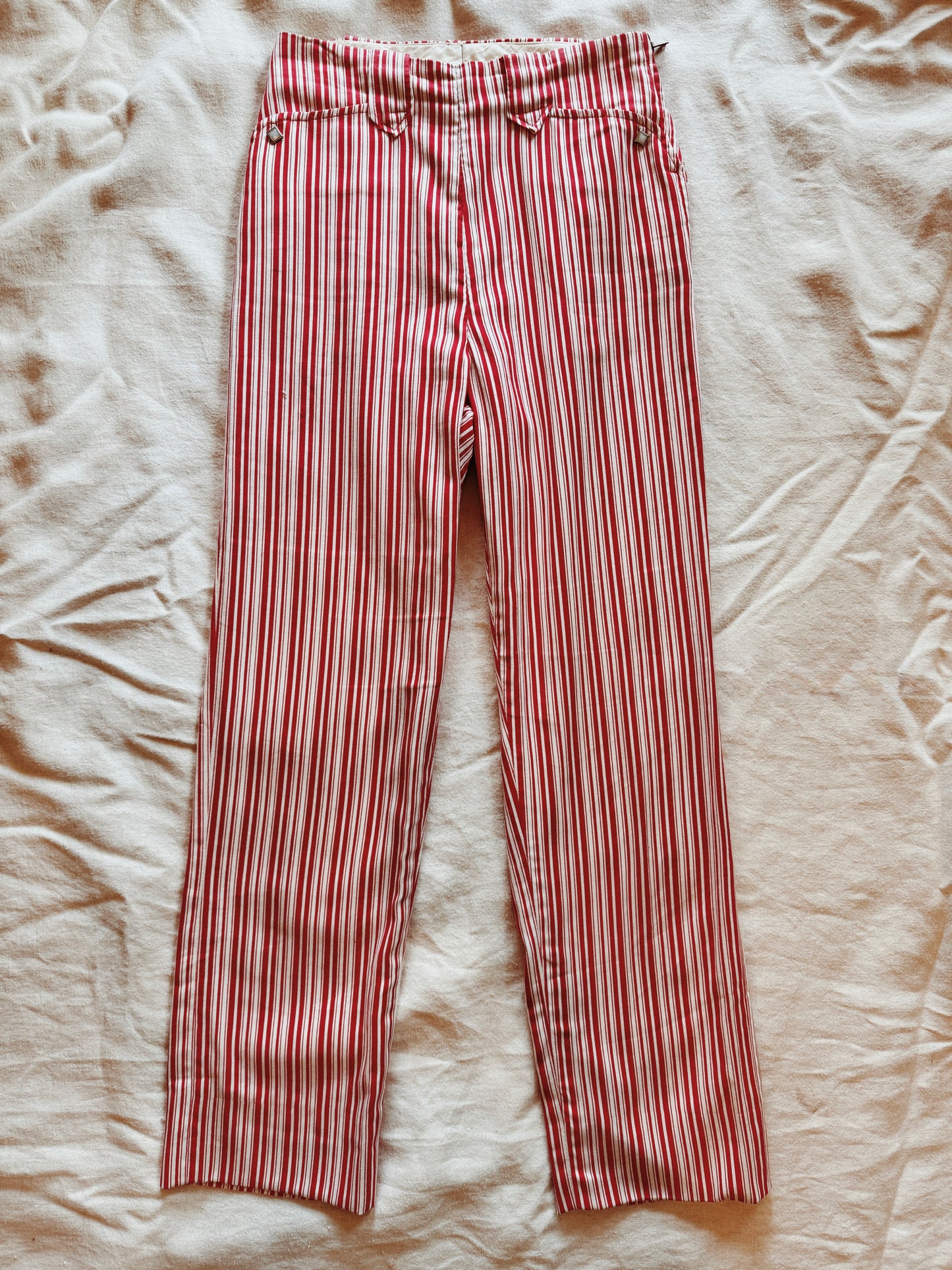 1950s Levi’s Shorthorn Candy Cane Stripe Side Zips- 27”