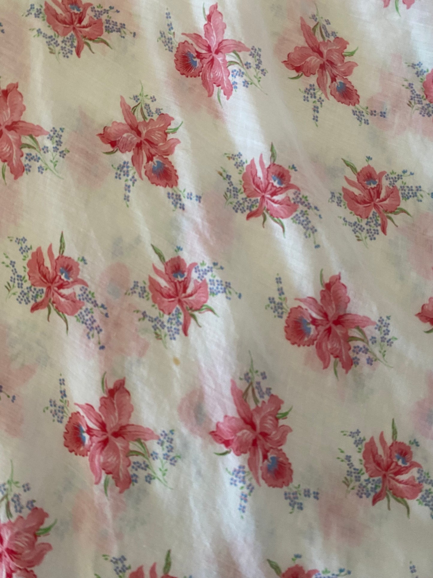 1930s/40s White Orchid Print Batiste Cotton Slip Dress- 6/8