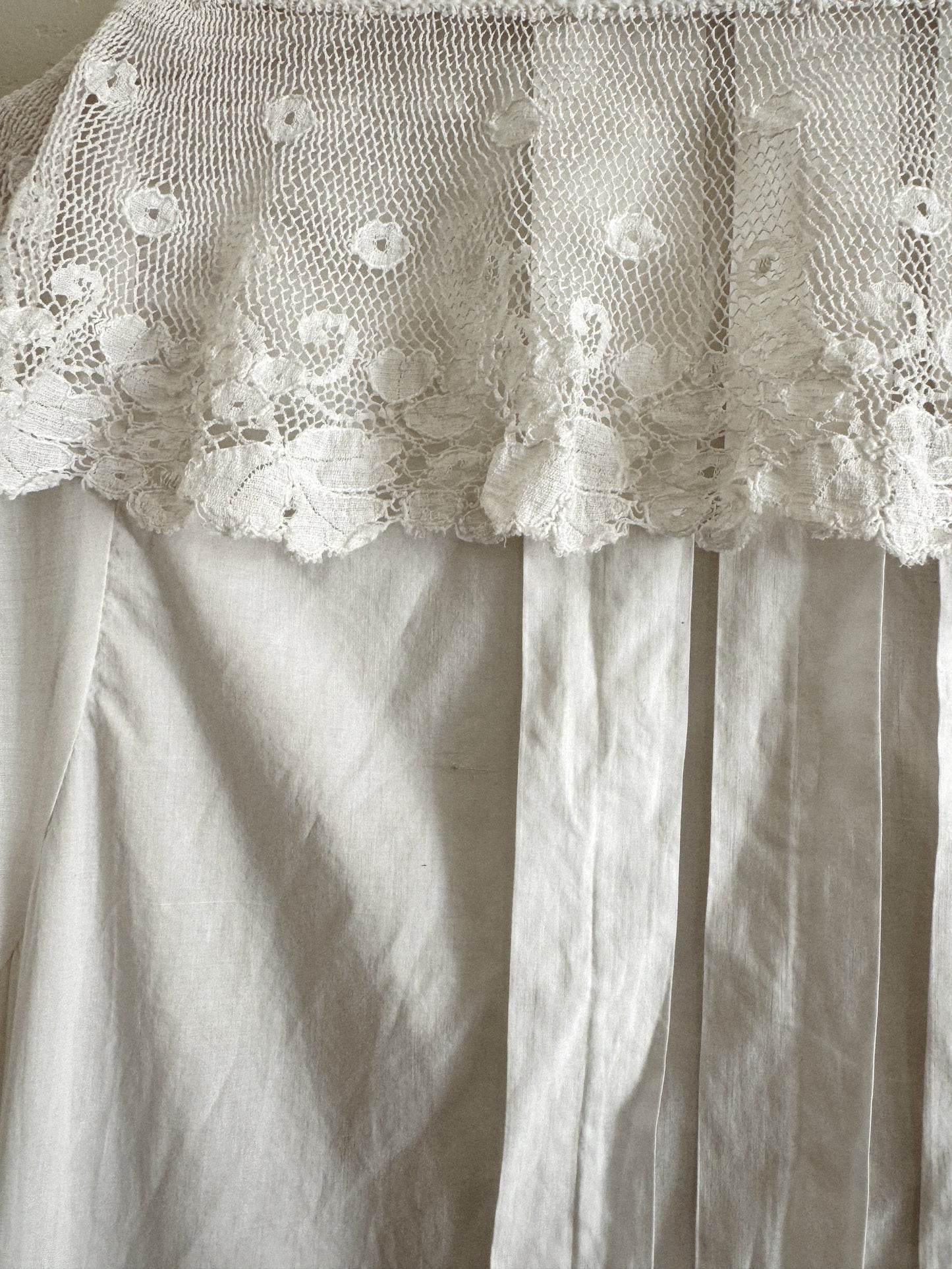 Edwardian White Angel Sleeve Boudoir Robe w/ Handmade Lace- S-S/M