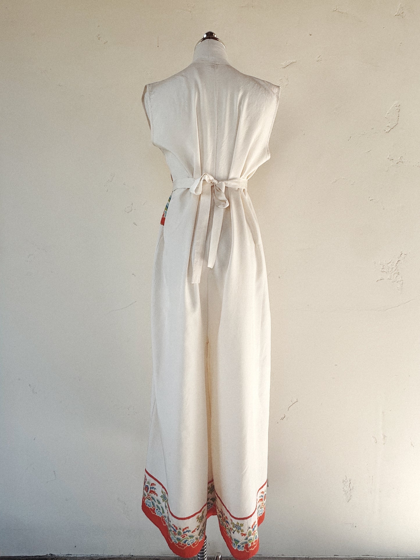 1930s Rare White Pongee Silk Beach Pajama Jumpsuit- M