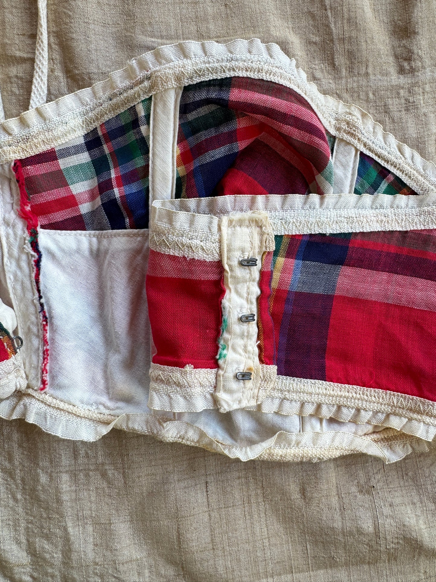 1950s Plaid Cotton Halter Bustier Top- M/L