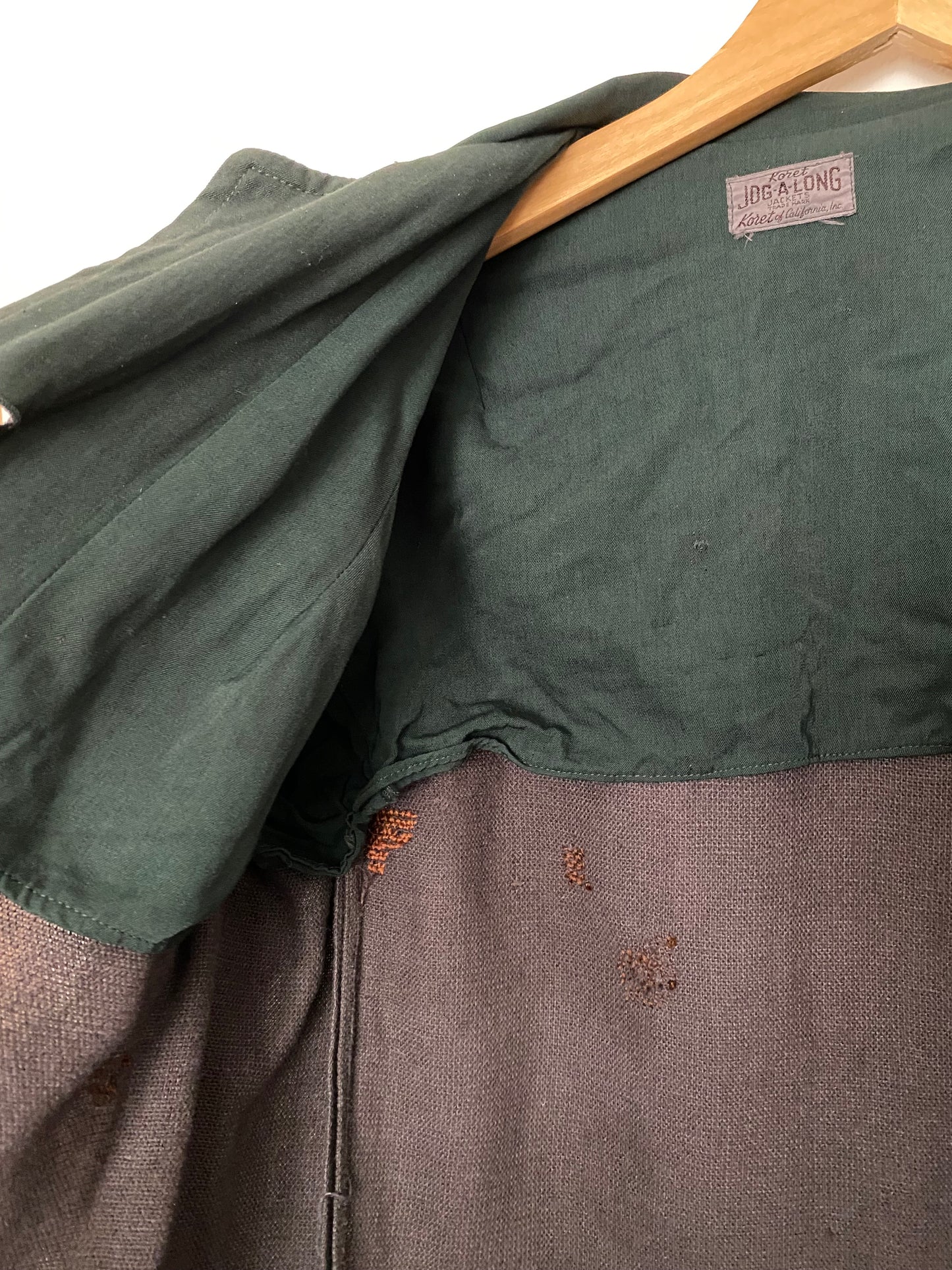 1940s Forest Green Wool + Gabardine Sports Jacket- M