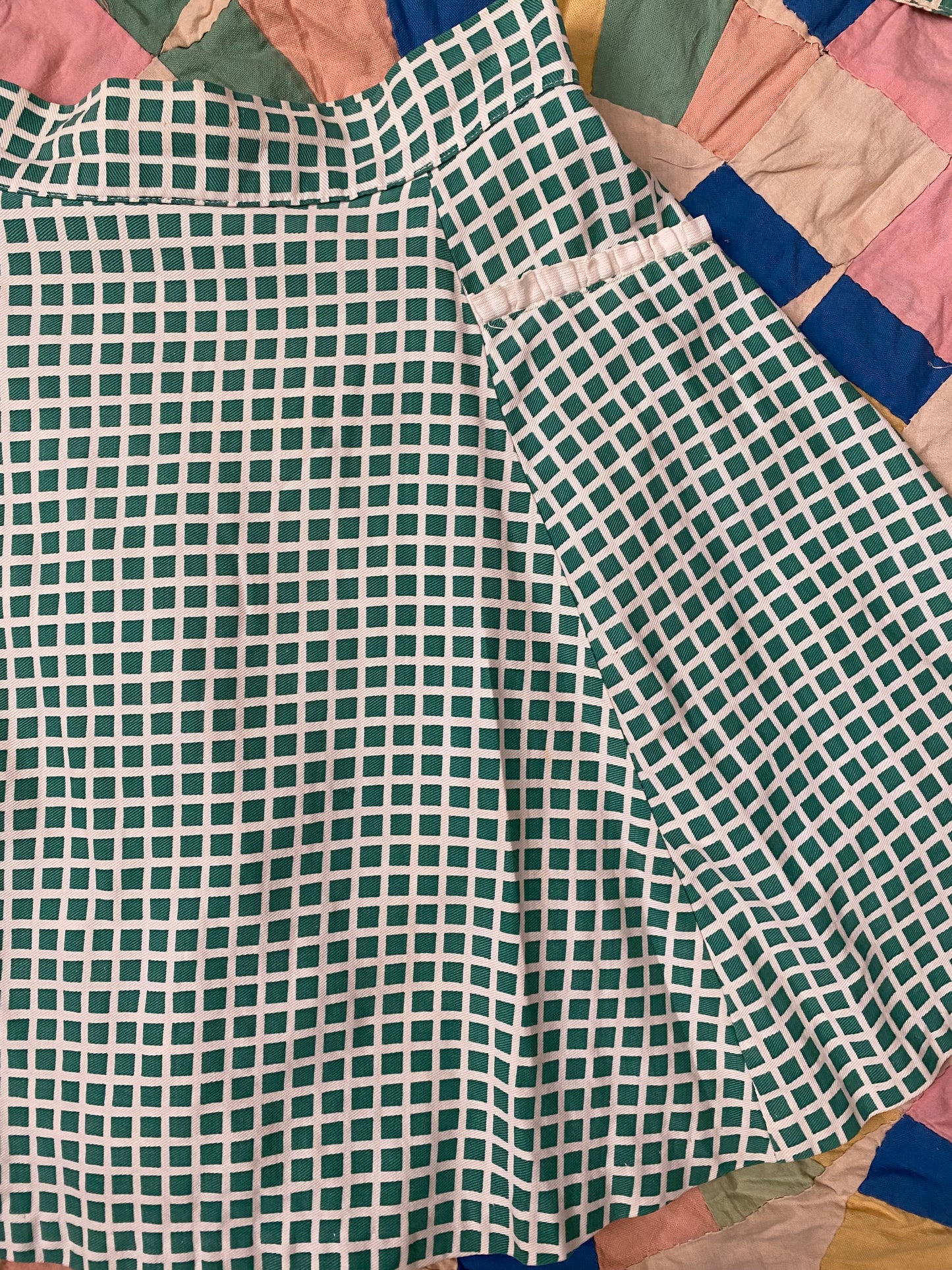 1940s White + Green Cotton Playsuit Set- XS/S