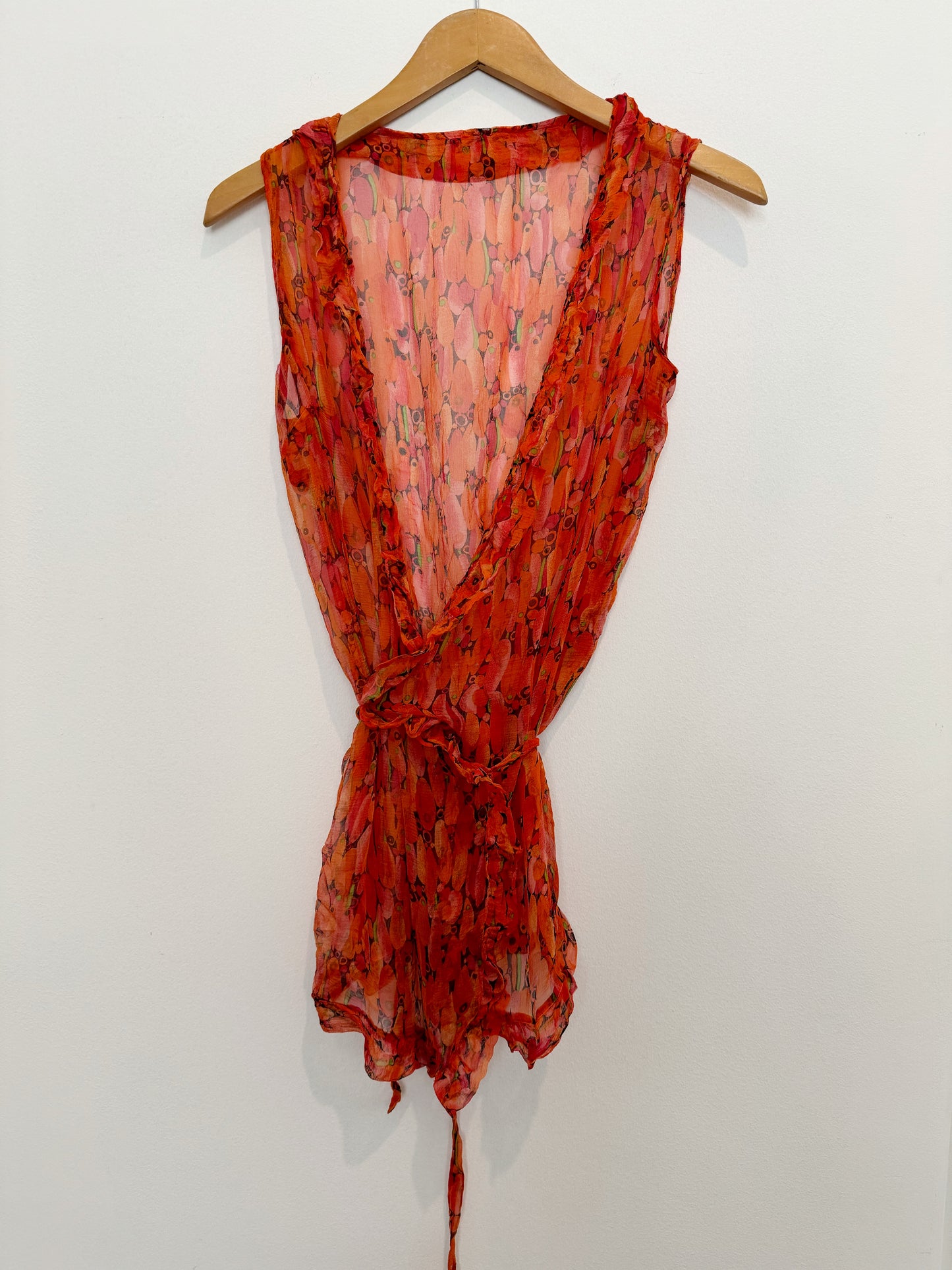 Antique 1920s Avant Garde Italian Silk Chiffon Wrap Top- S-M