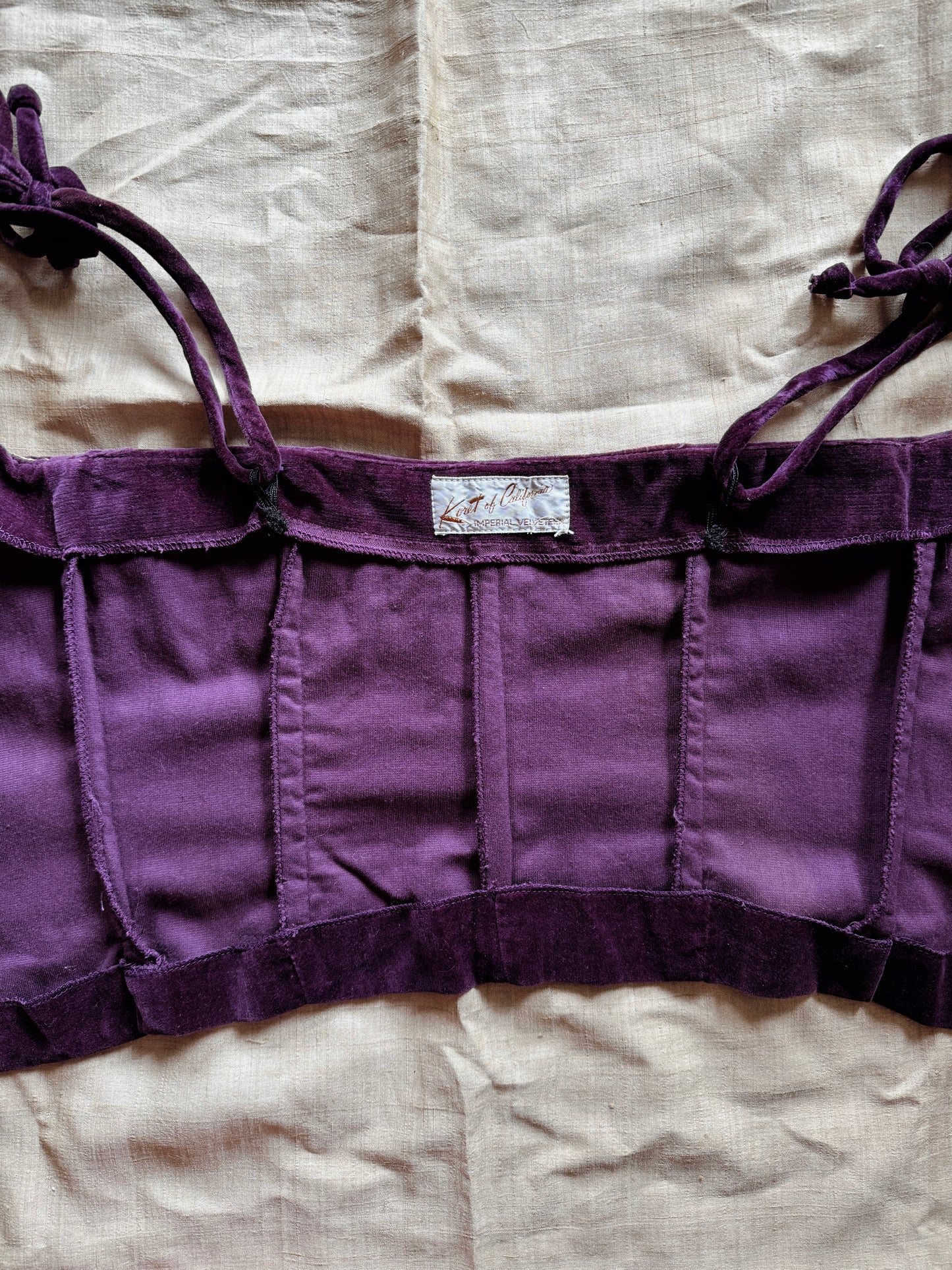 1950s Royal Purple Velveteen Bustier w/ Gold Trim- S