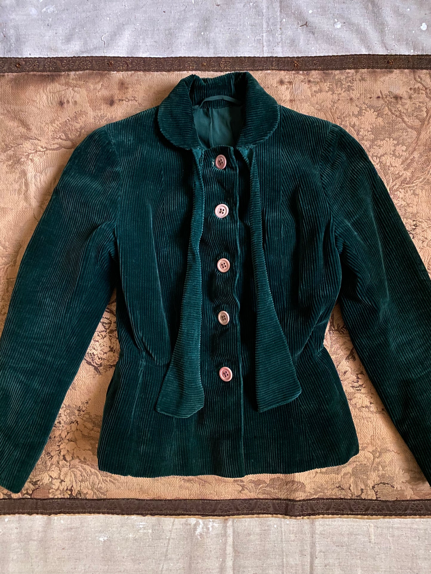 1940s Belgian Dark Green Corduroy Jacket- XS/S