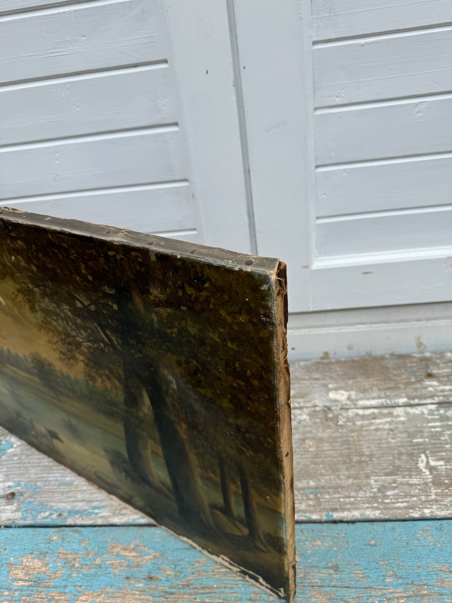 Antique Pastoral Oil Painting on Stretched Canvas- 20x27”