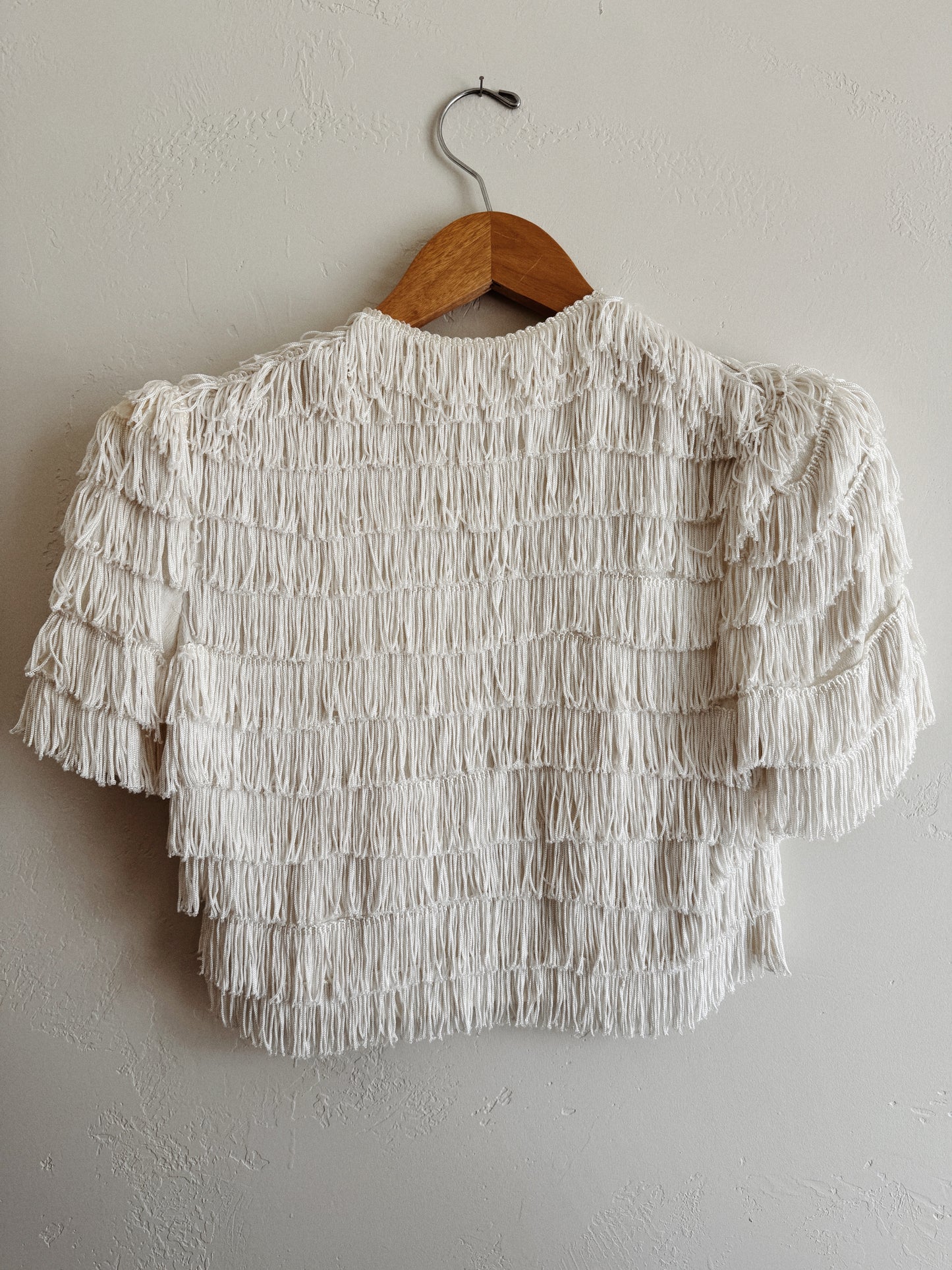 1930s Rare Cropped Tiered Fringe Zipper Front Top- S