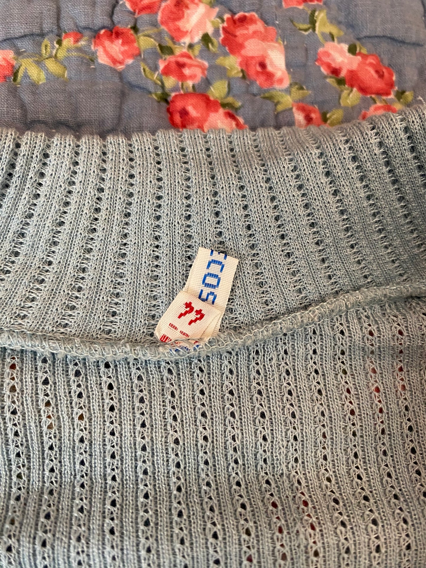 1940s French Deadstock Cropped Cotton Knit Cardigan- M
