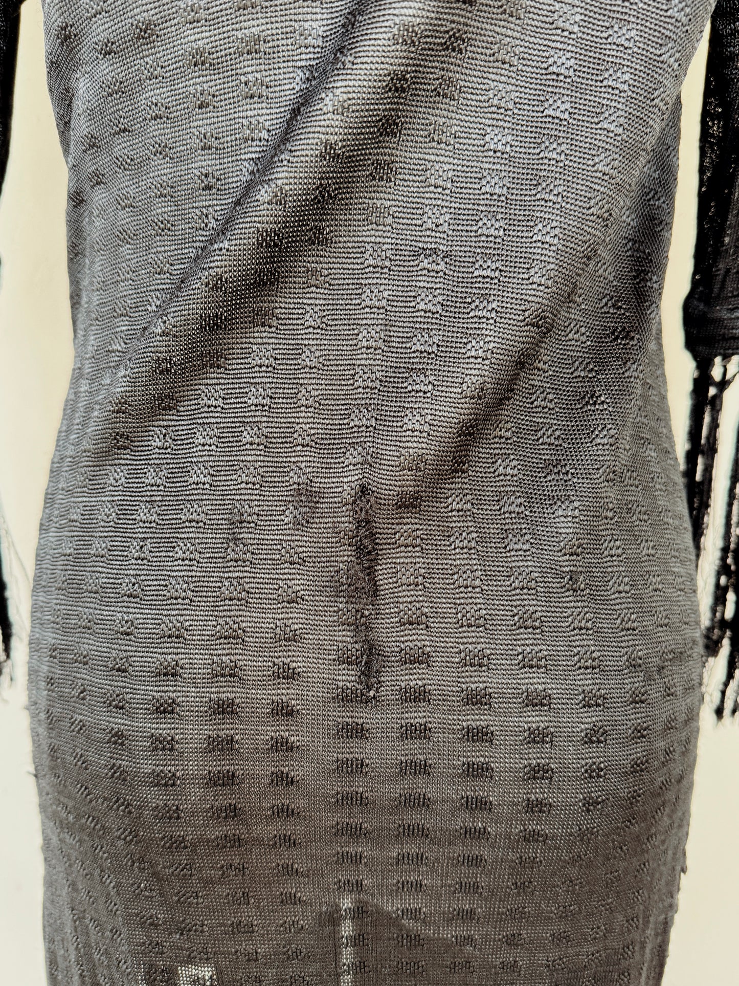 1920s Black Knit Rayon Jersey Fringe Dress- S/M