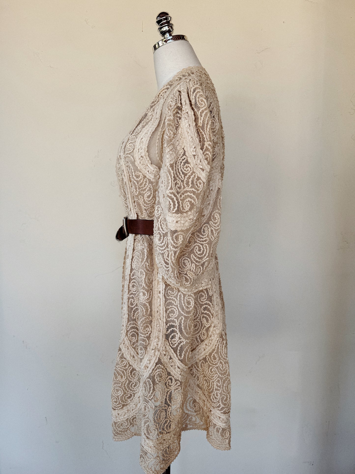 Antique Balloon Sleeve Net + Soutache Duster