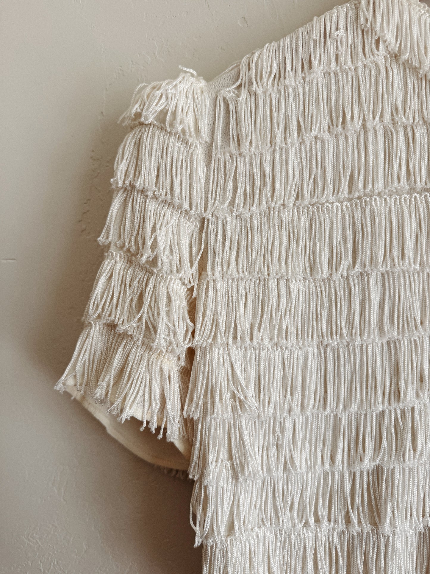 1930s Rare Cropped Tiered Fringe Zipper Front Top- S