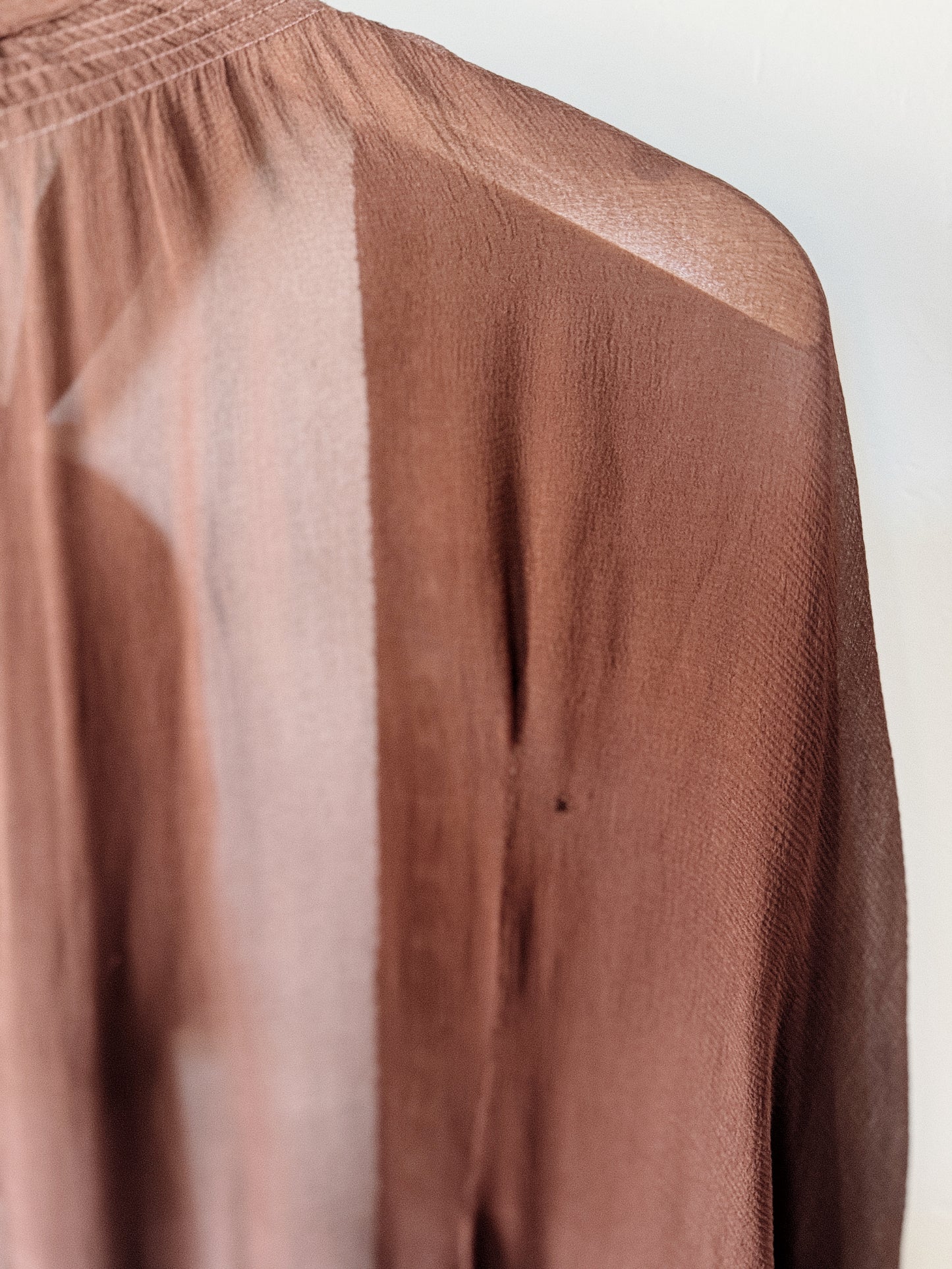 1930s Mocha Crinkle Silk Chiffon Shrug Jacket- S-L