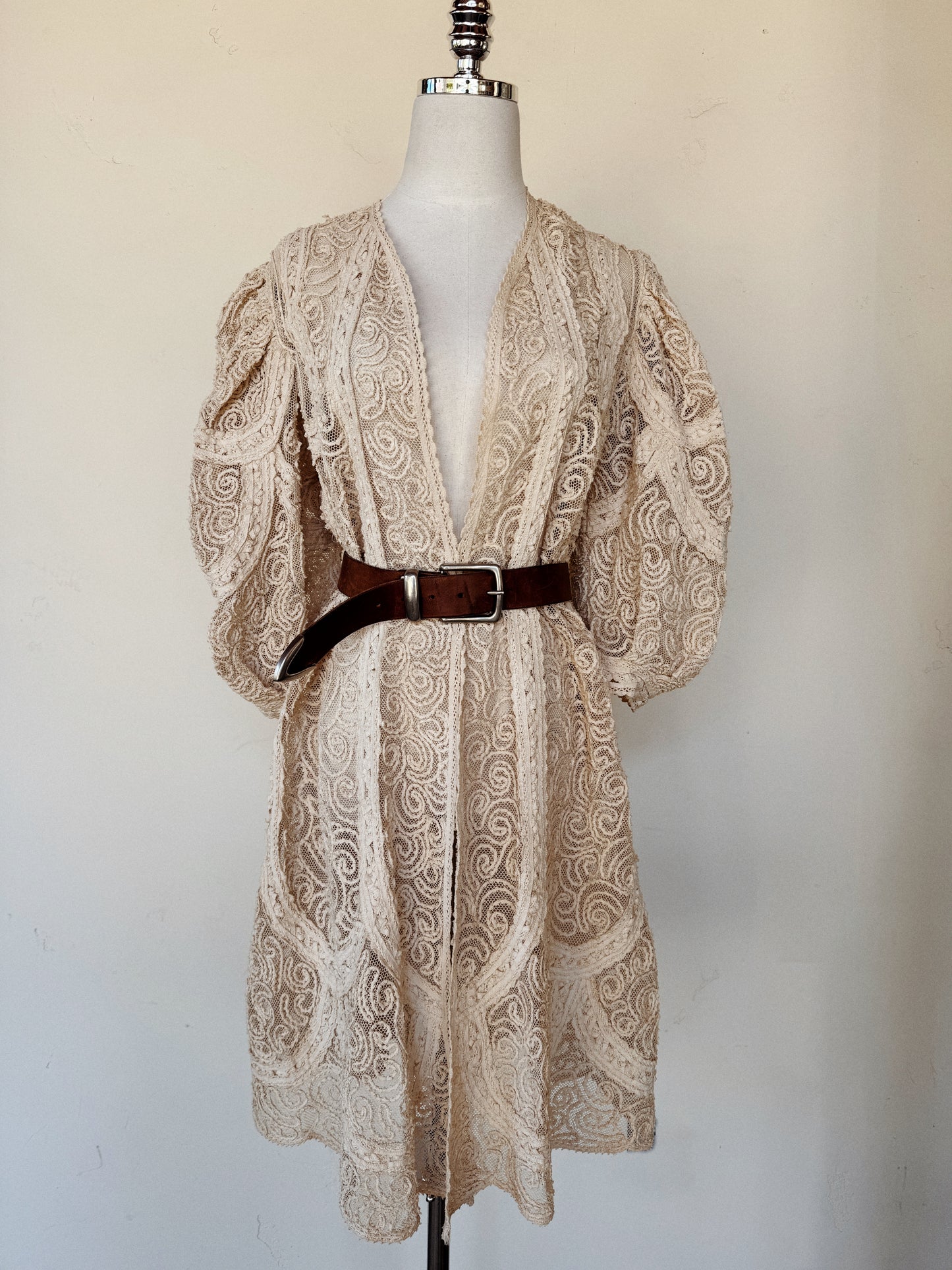 Antique Balloon Sleeve Net + Soutache Duster