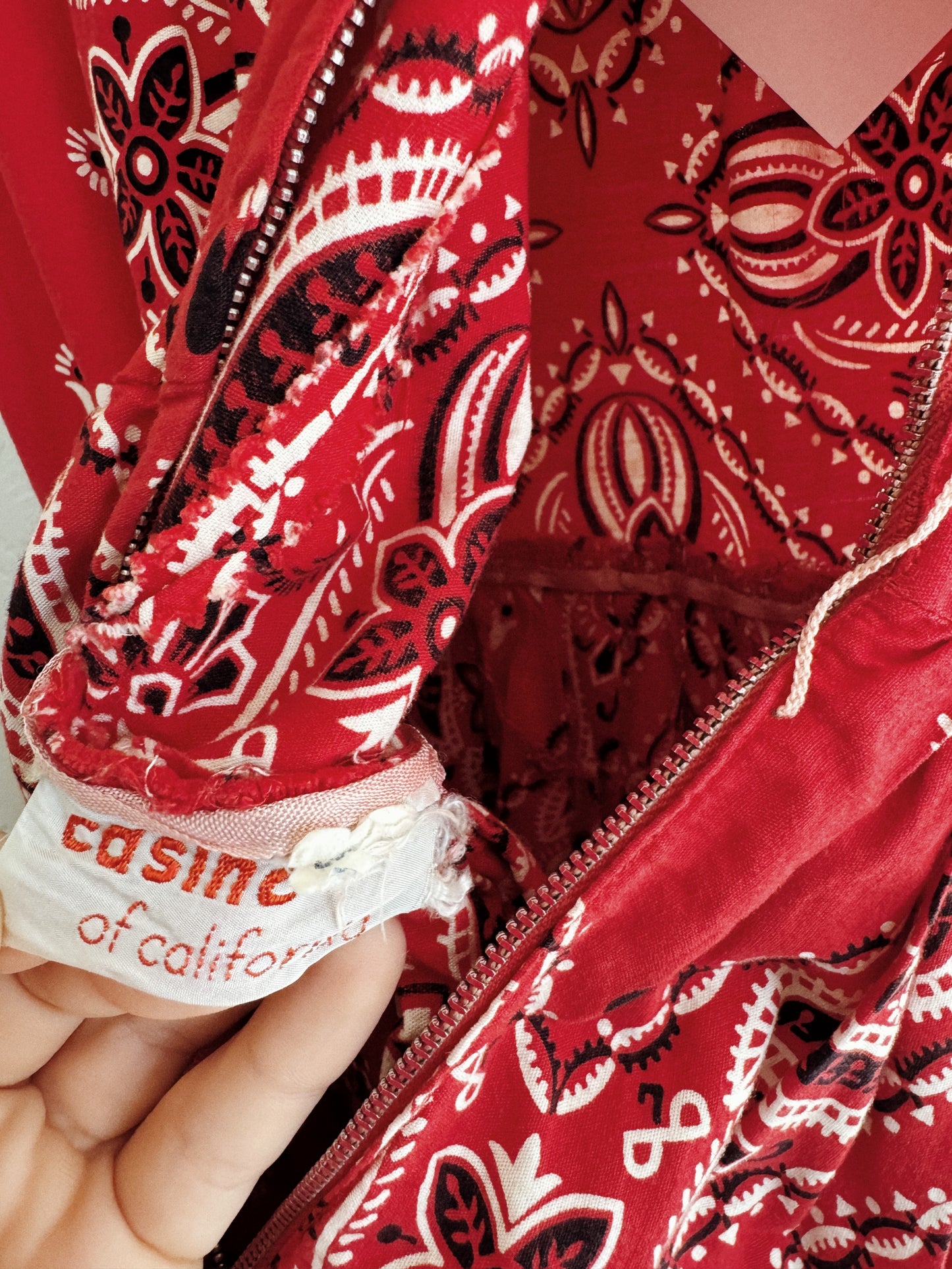 1950s Red Paisley Western Cowgirl Swing Dress- S