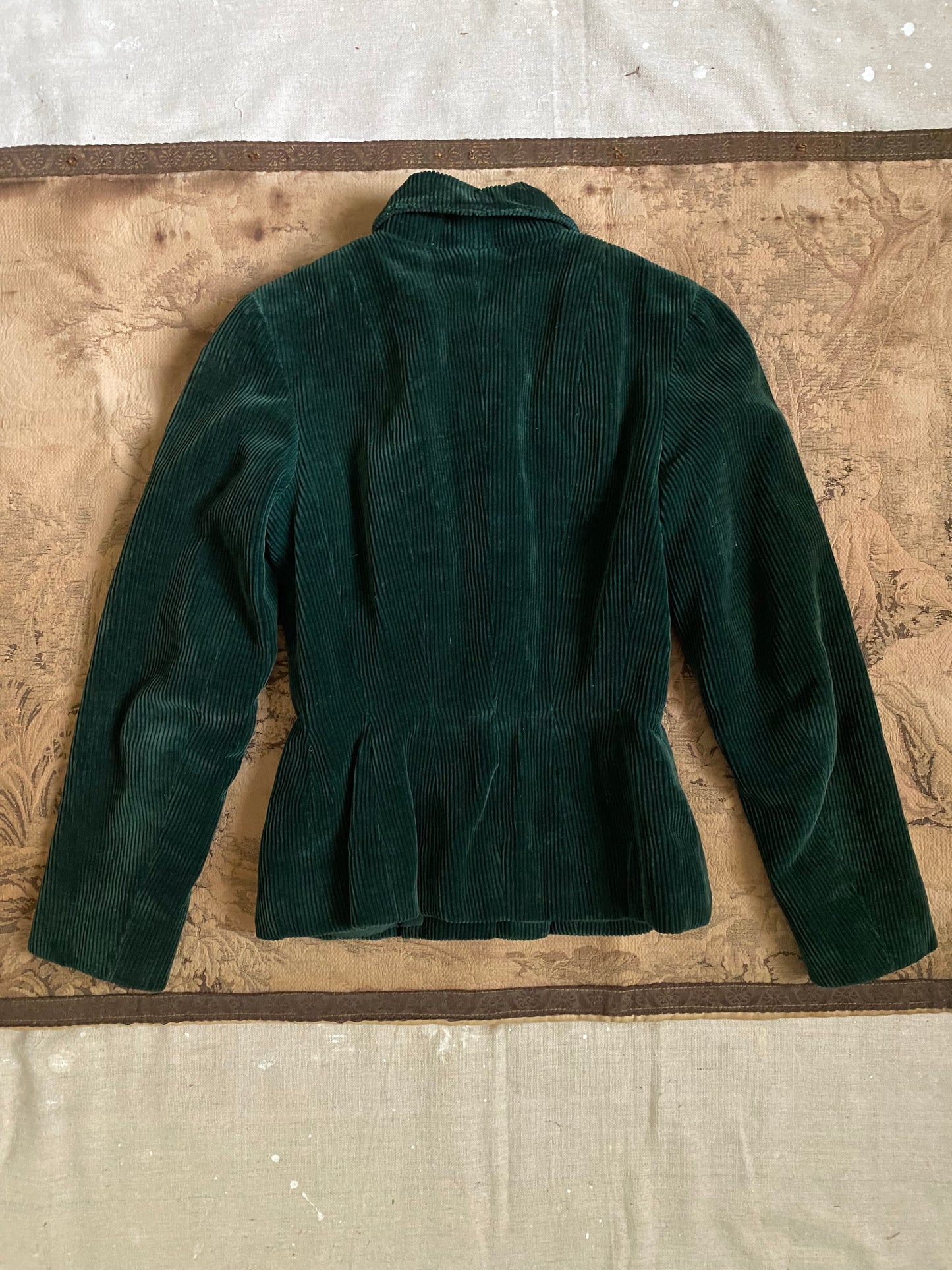 1940s Belgian Dark Green Corduroy Jacket- XS/S