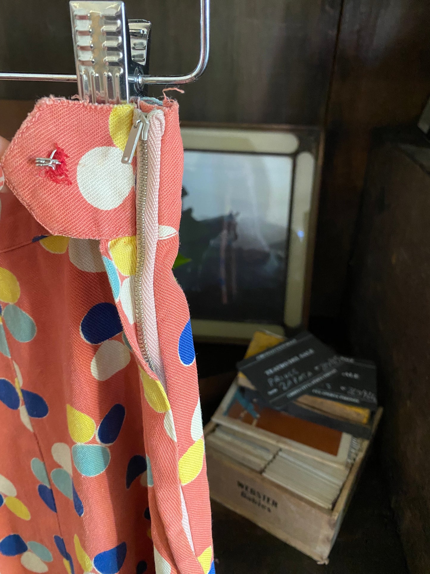 1940s Clay Pink Cotton Dot Skirt- 27.5 Waist