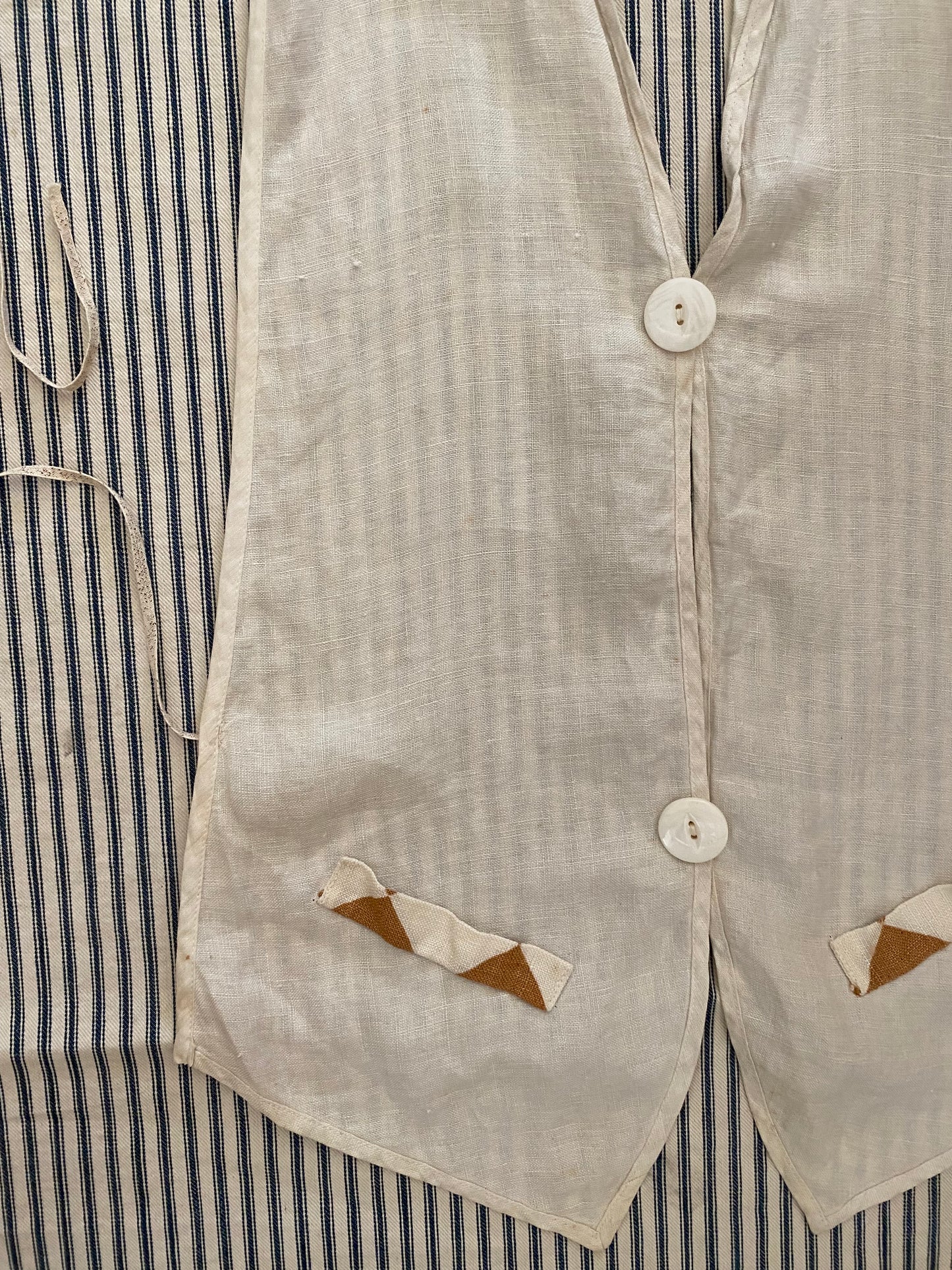 1930s Novelty Checkered Cotton Linen Dicky- S/M
