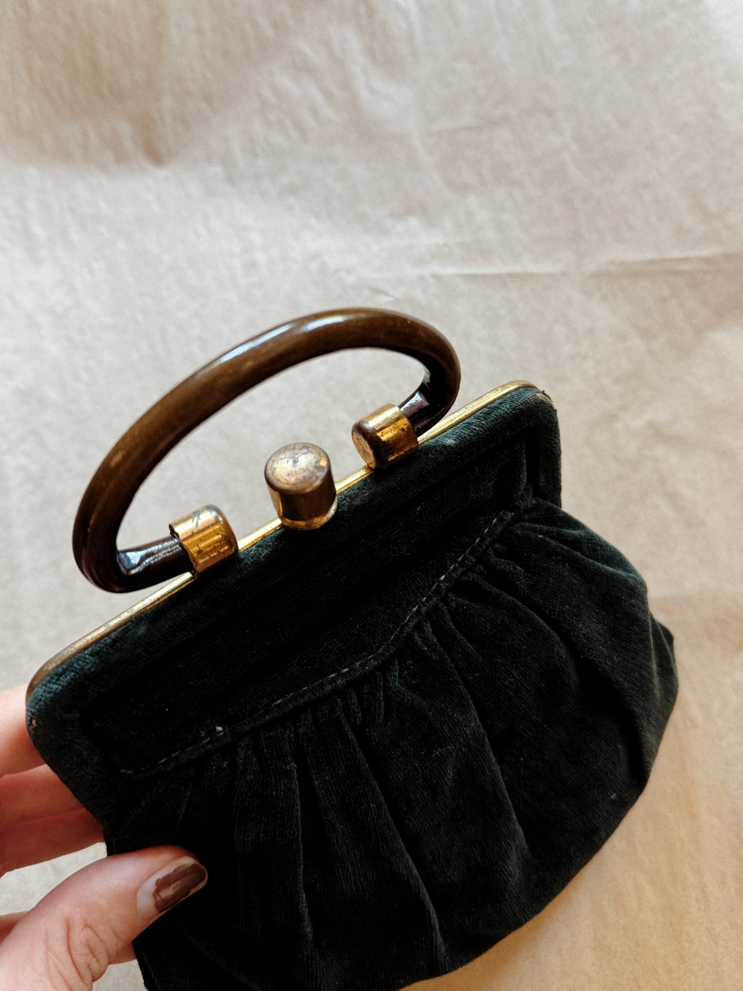 Victorian Petite Emerald Velvet Handbag