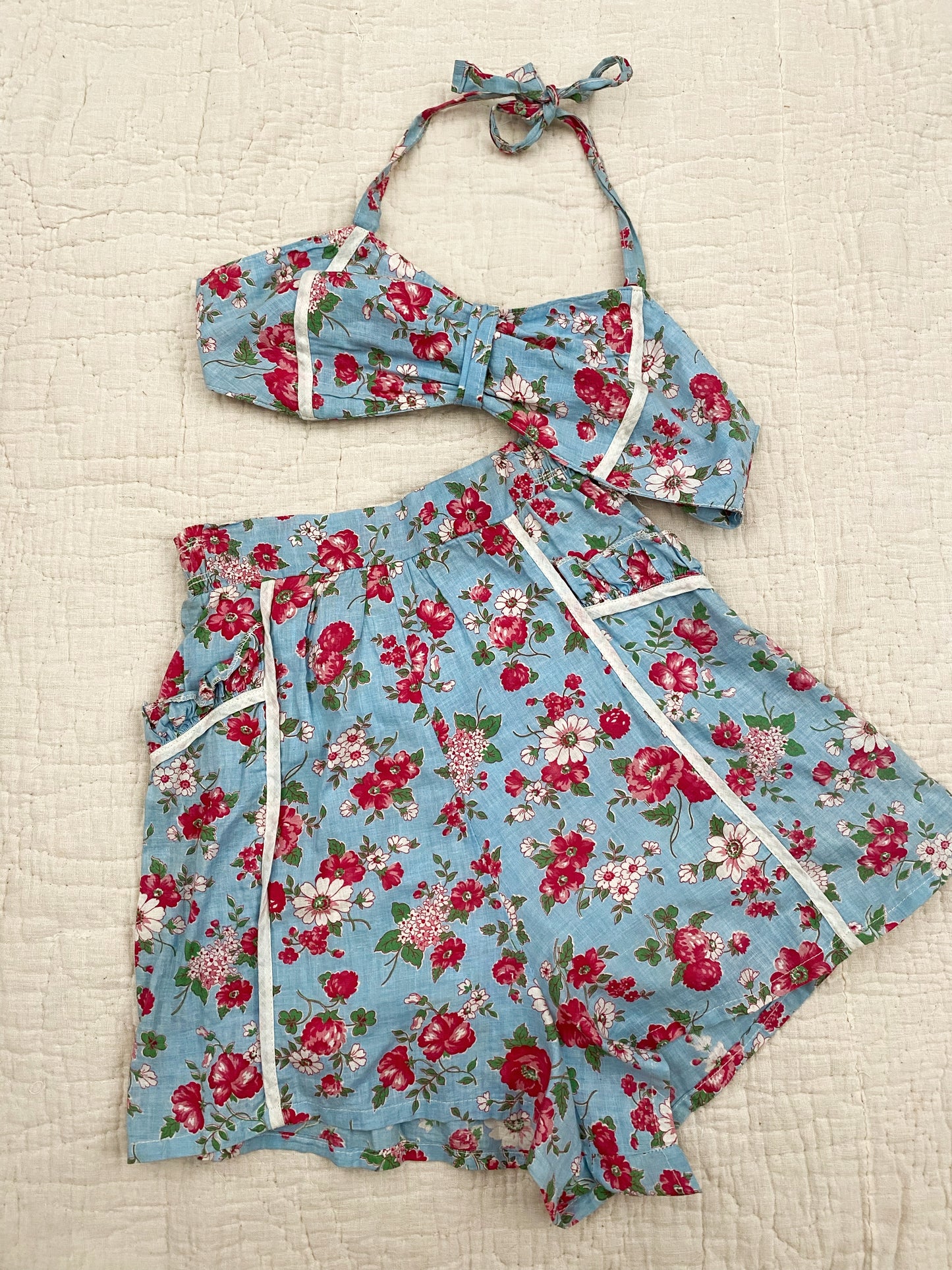 1940s Pristine Ditzy Floral Cotton Playsuit- XS/S