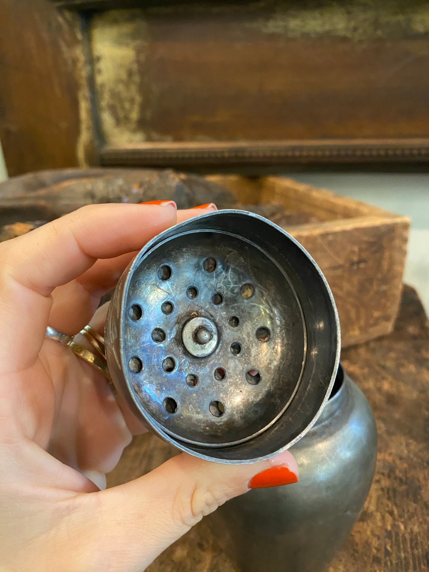Late 1800s Silver Plated Etched Vessel- 6.5”