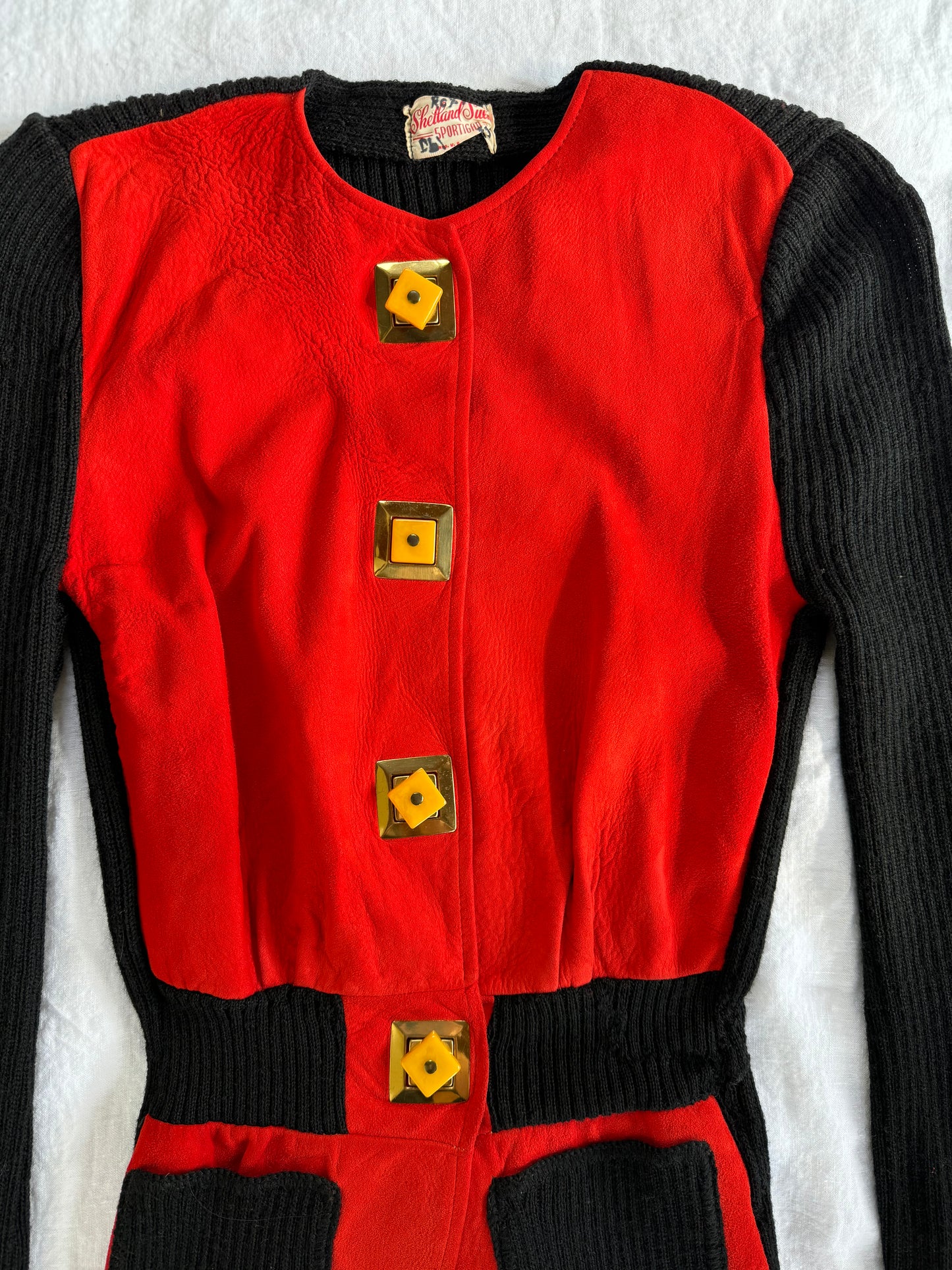1940s Rare Sportigan Cardigan w/ Bakelite Toggle Buttons- S/M