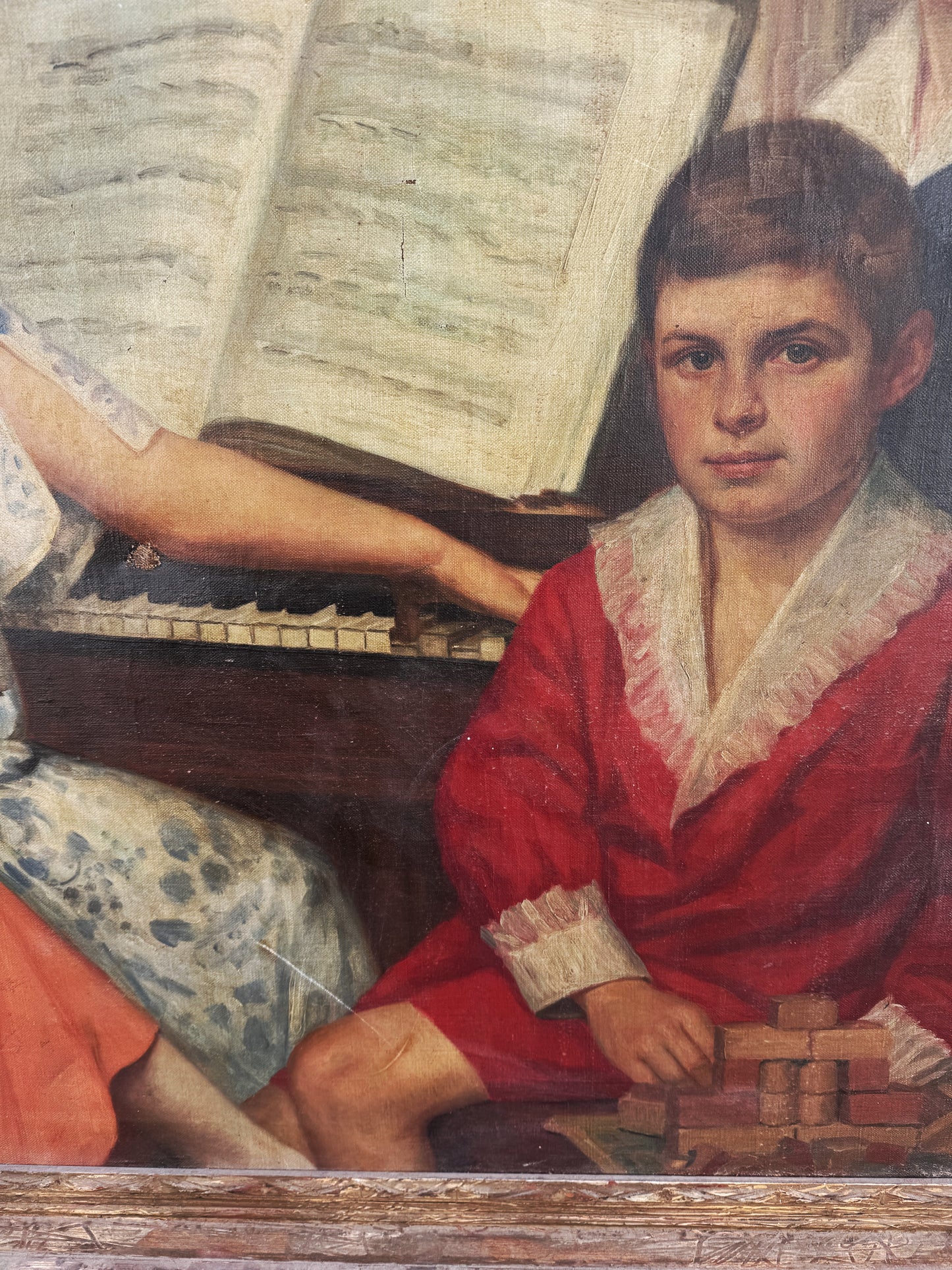 1920s Antique Overtly Large Portrait of a Family- 42 X 56”