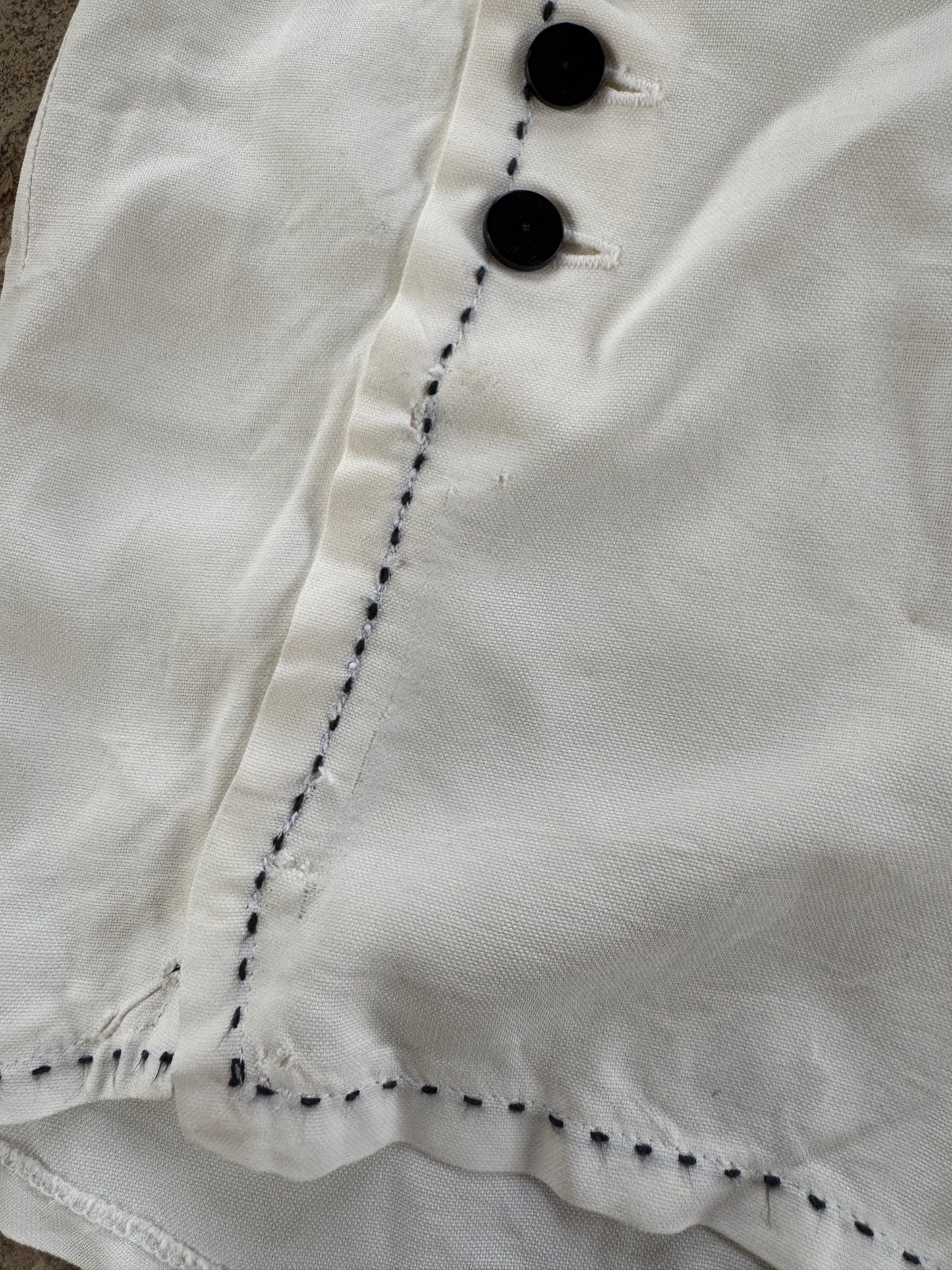 1940s White Sailcloth Playsuit w/ Black Embroidered Trim- M