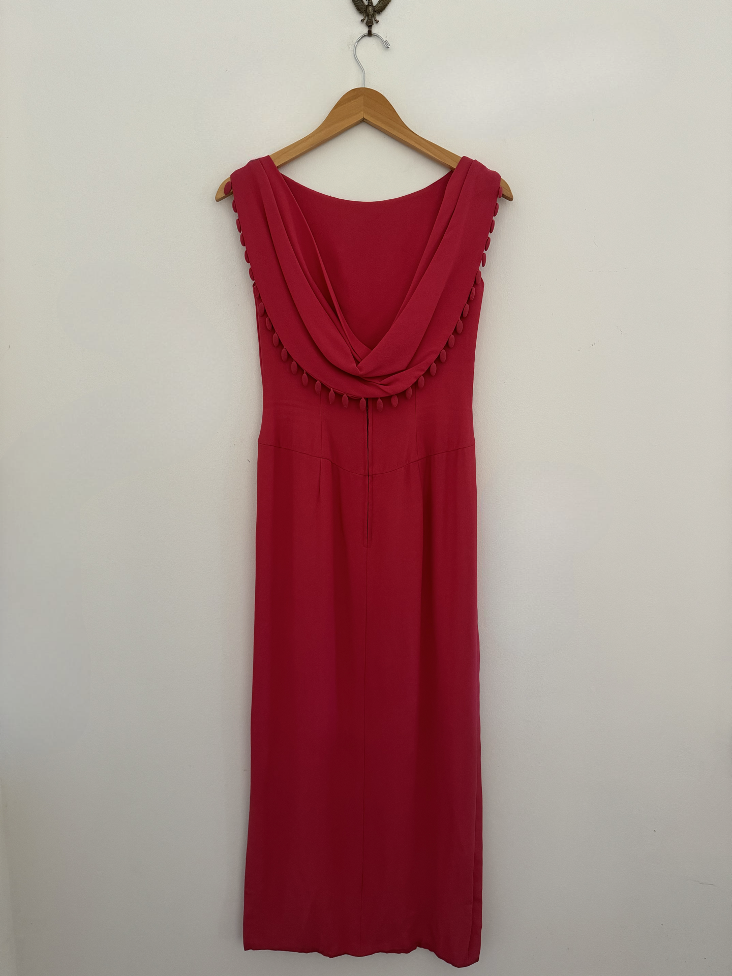 1960s Fuchsia Pink Cowl Back Evening Gown by Designer Claire Dratch- 34/35” Bust