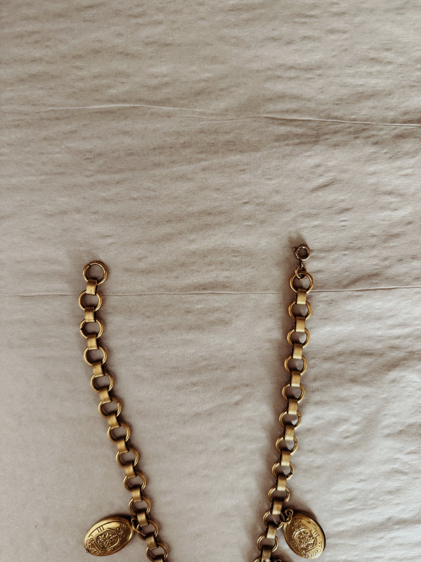 1930s Deco Brass Tiered Locket Necklace