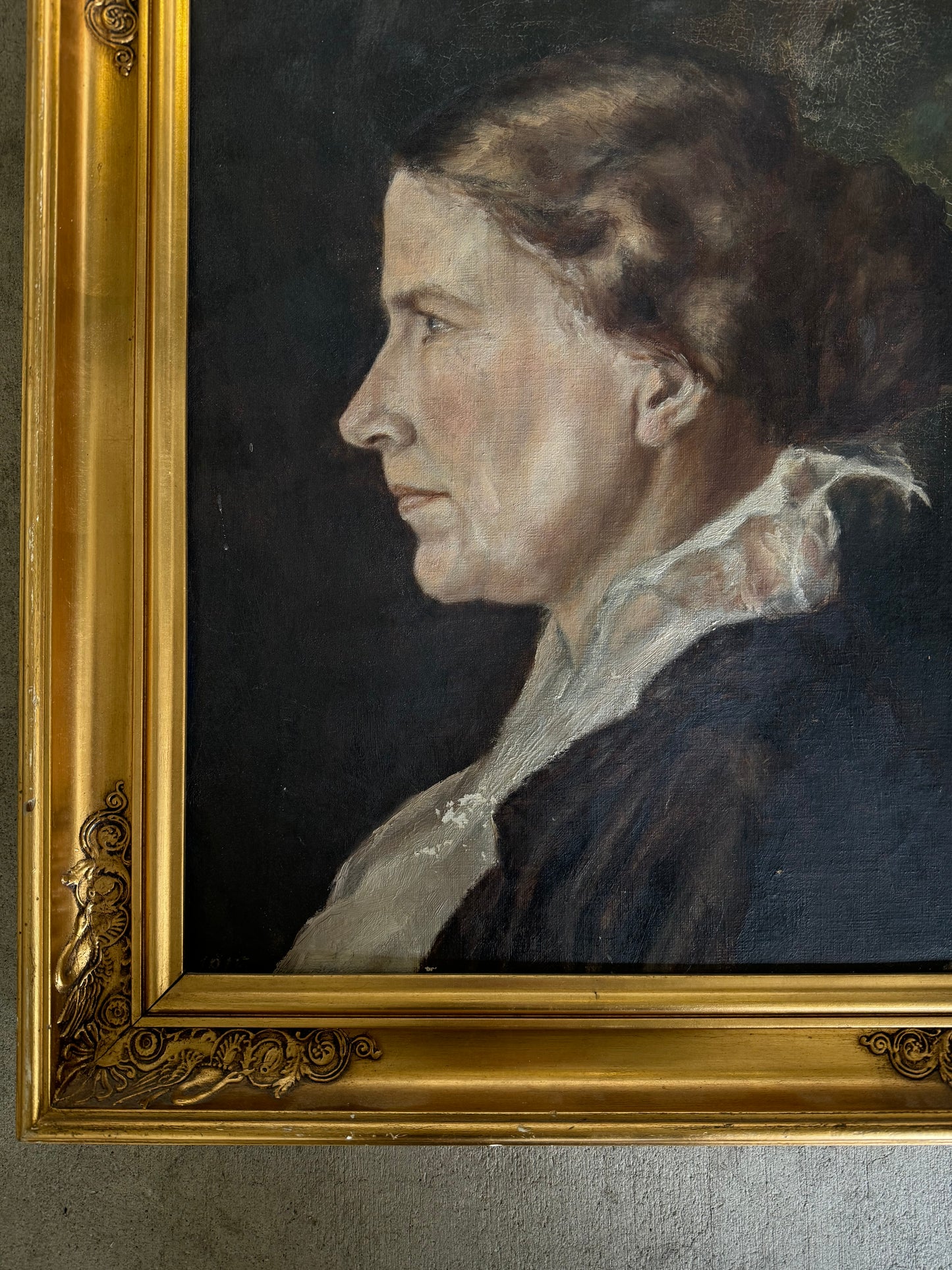 Antique Portrait of a Woman Dated 1915- 17 x 21”