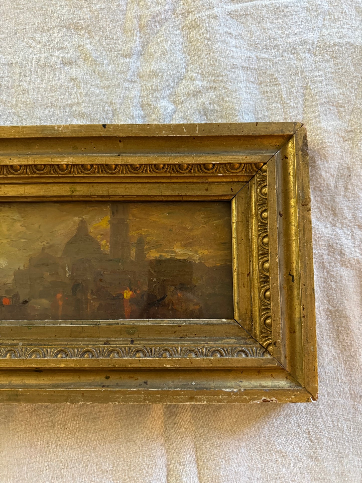 19th Century Antique Scene of Venice, Italy Oil on Wood- 8 x 14”