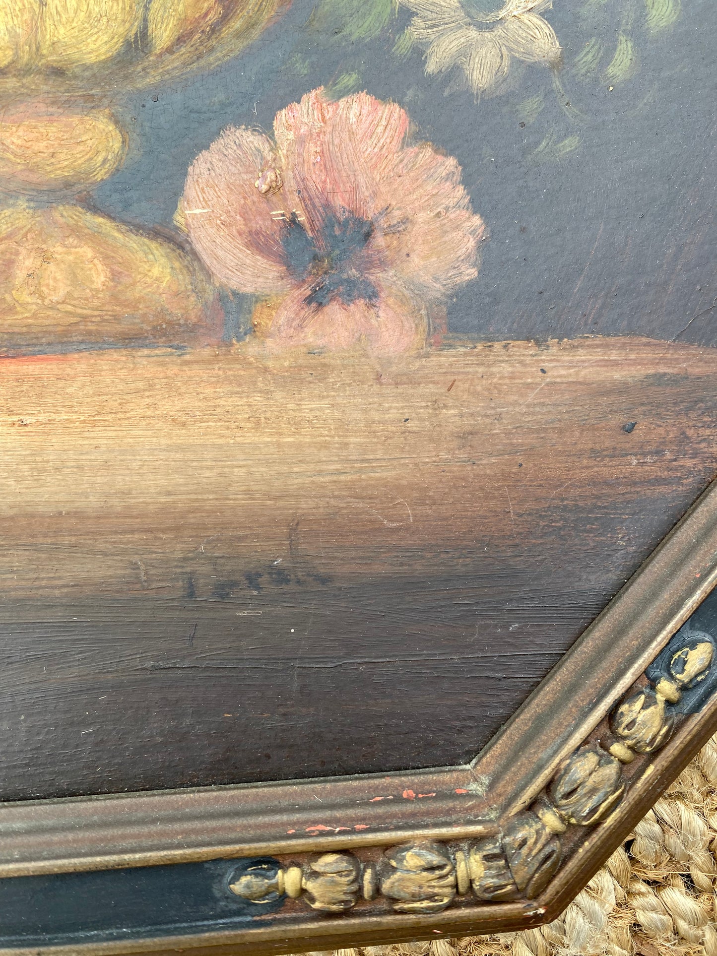 Early 1900s Antique Octogonal Floral Still Life- 20x20”