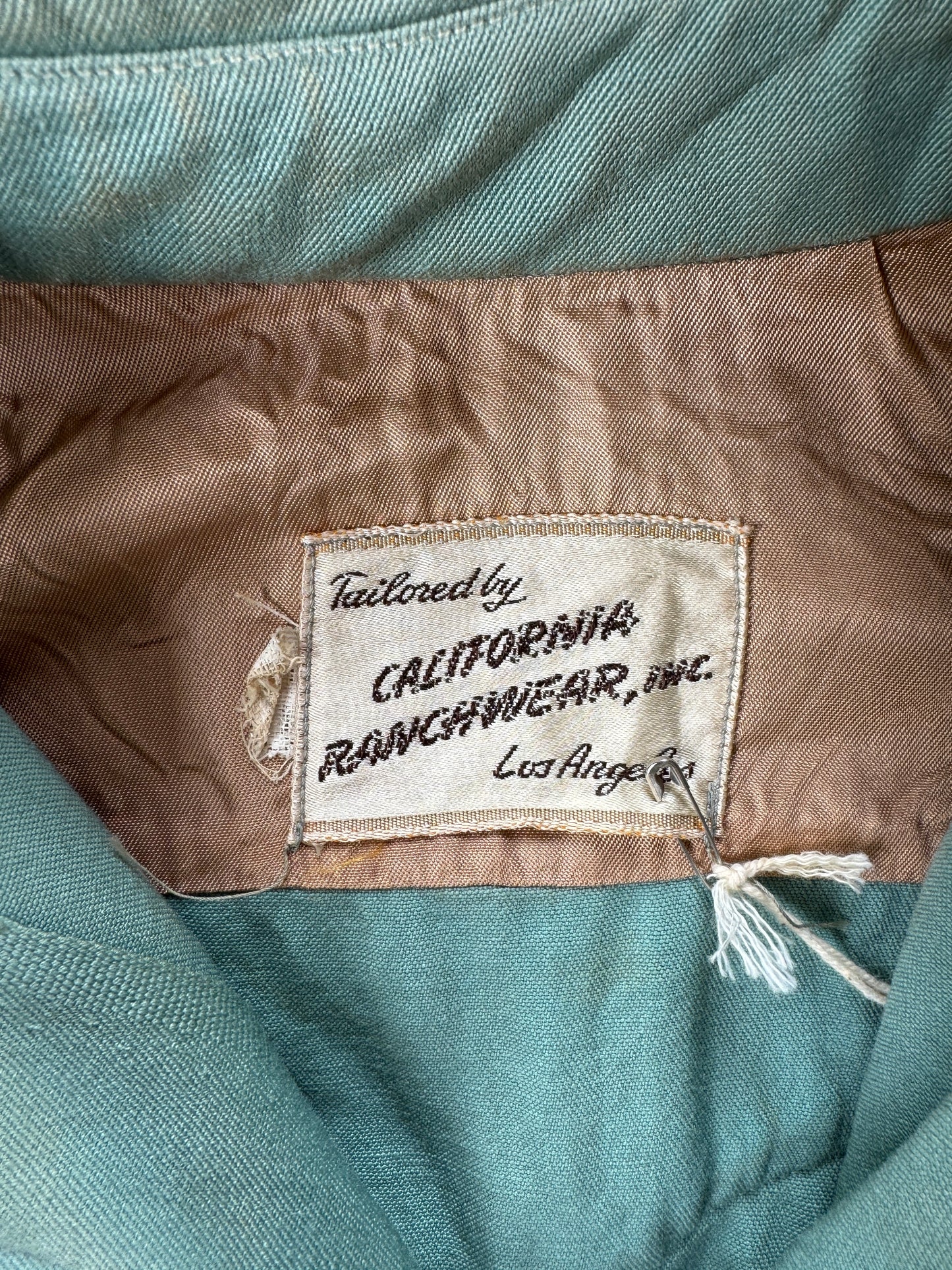 1950s Emerald + Sage Gabardine Western Top- S/M