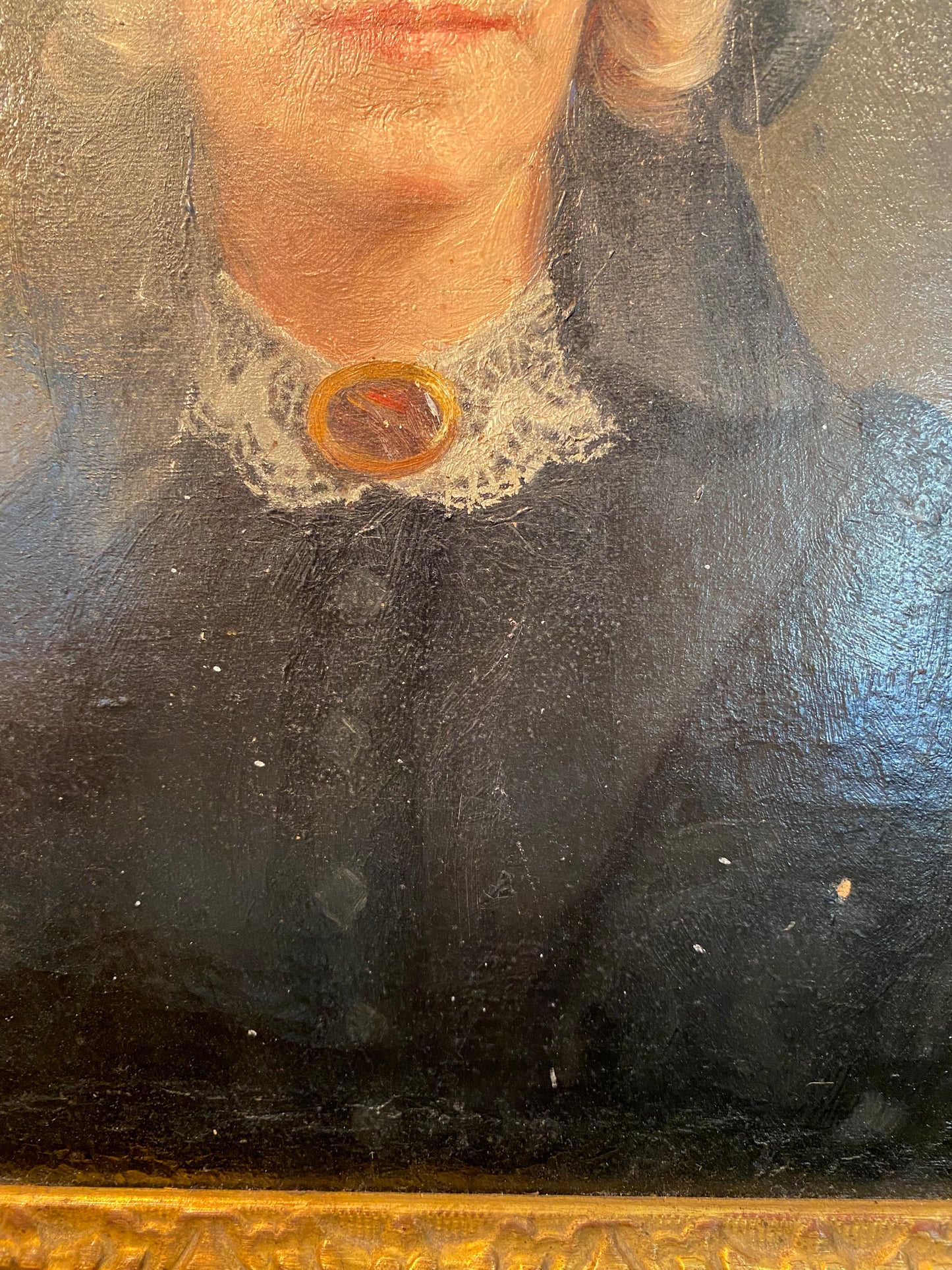 Antique 1800s European Portrait Of A Woman Oil Painting Framed- 17x19”