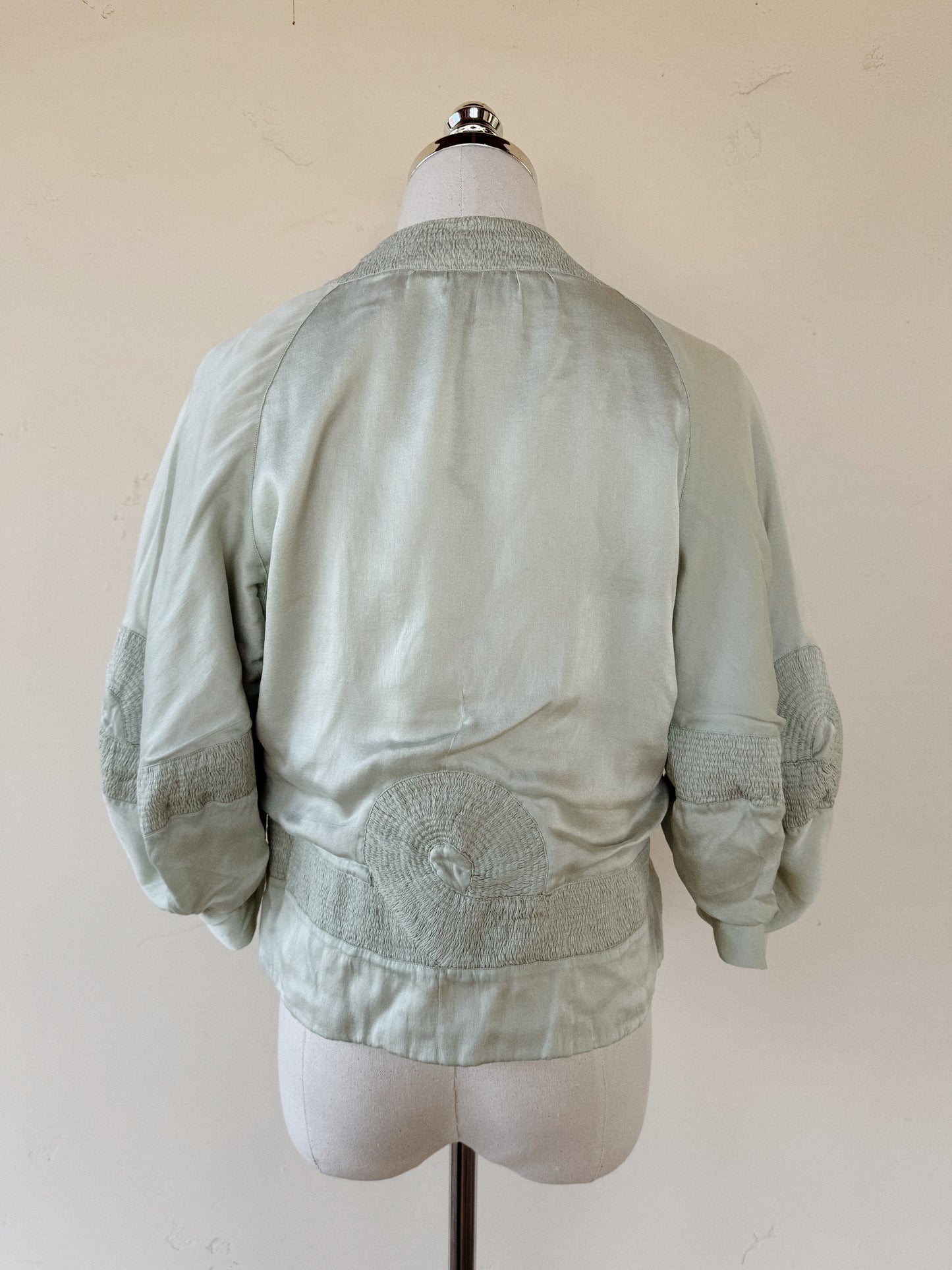 1920s Sea Foam Charmeuse Silk Jacket- S-M
