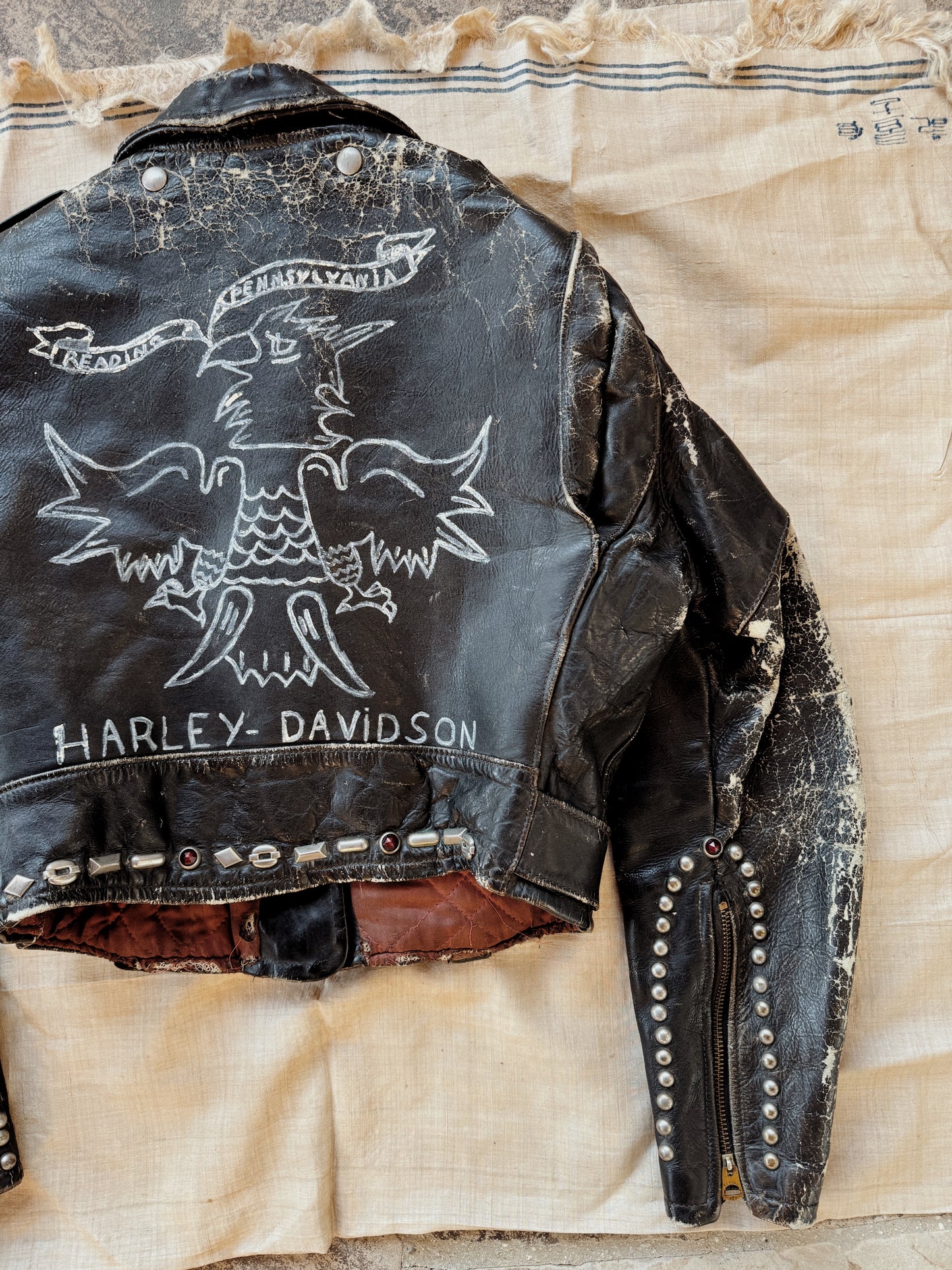 1950s Harley Davidson Cycle Queen w/ Studs + Original Artwork- S/M