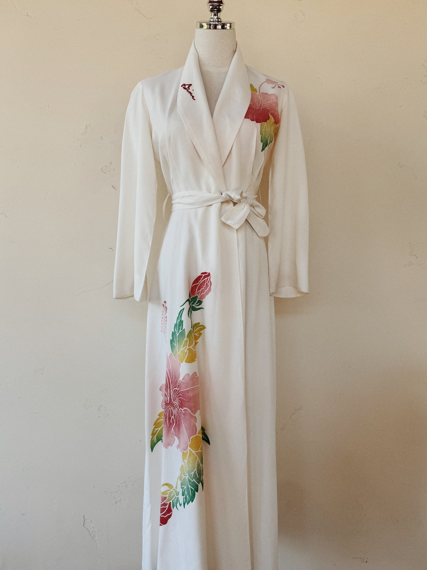 1940s Hawaiian Hibiscus Airbrush Dressing Gown- S/M