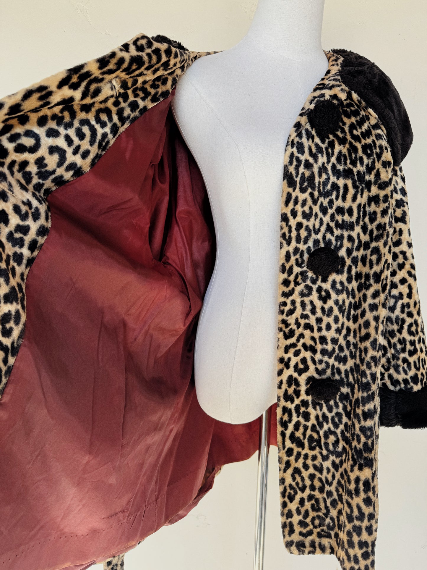 1960s Leopard Faux Fur Coat