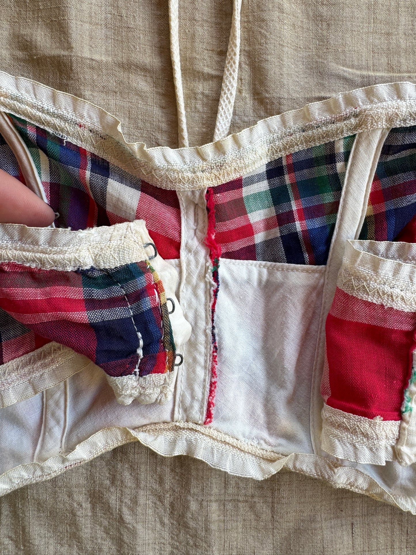 1950s Plaid Cotton Halter Bustier Top- M/L