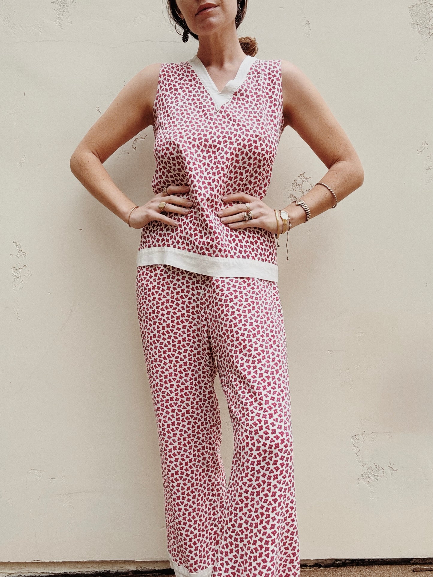 1920s French Ditsy Floral Beach Pajamas- S/M