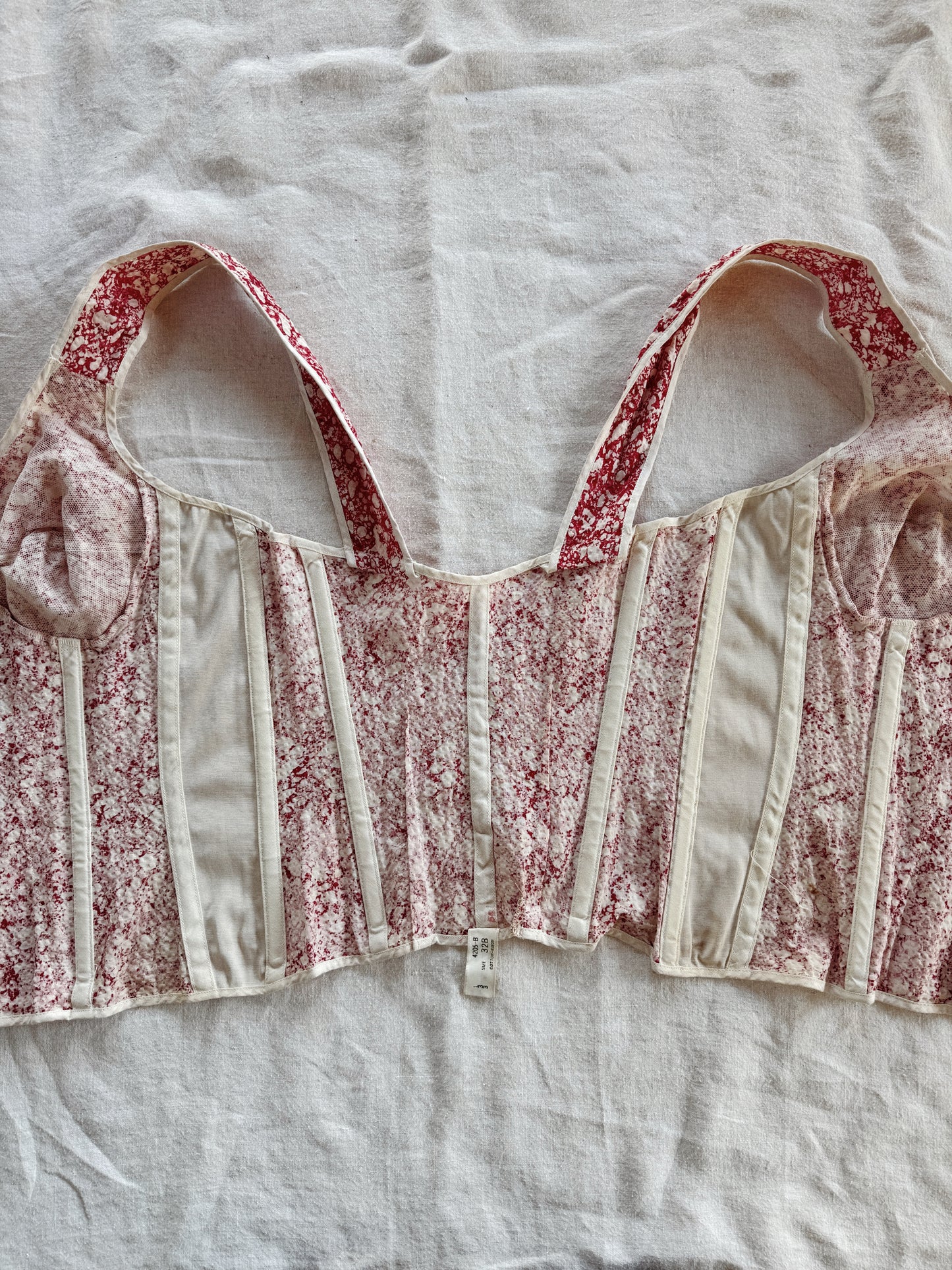 1940s Spongeware Novelty Zipper Front Corset- S