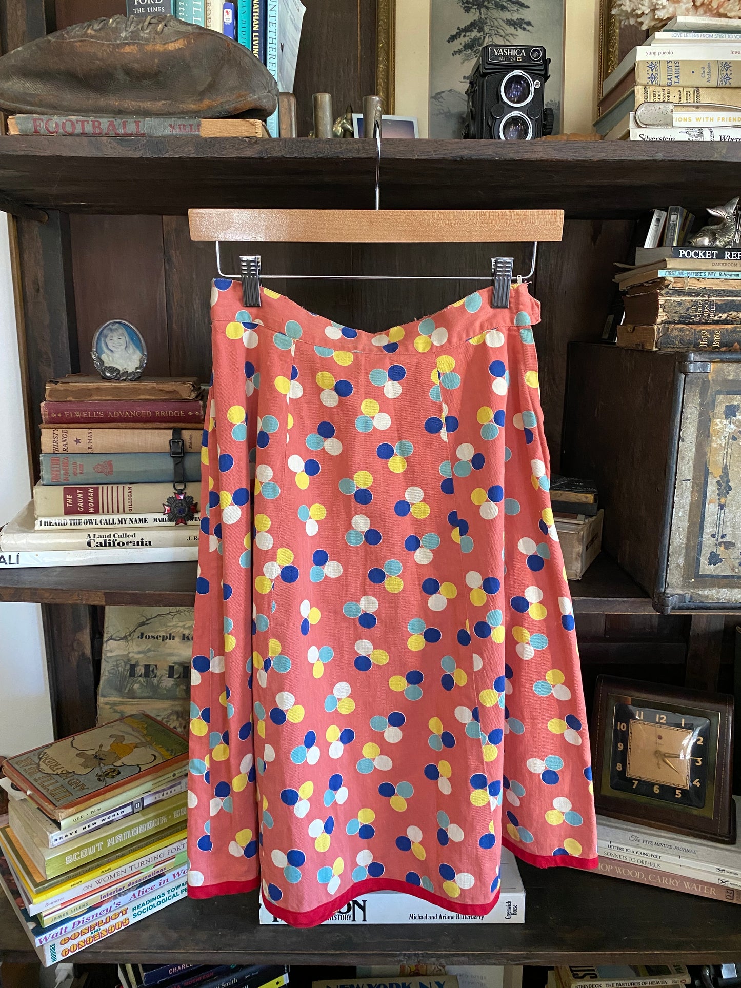 1940s Clay Pink Cotton Dot Skirt- 27.5 Waist