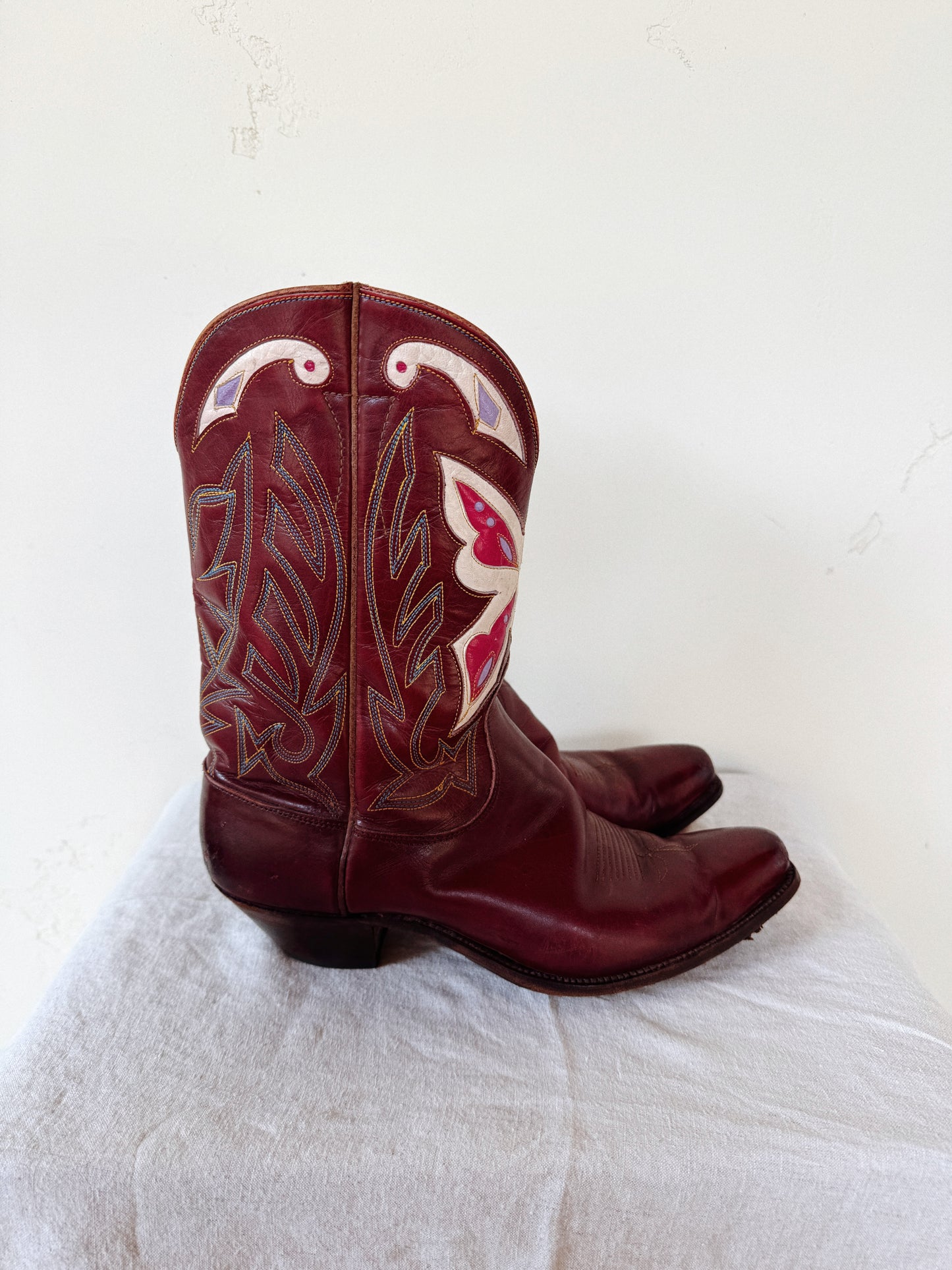1940s Rare Butterfly Justin Inlay Pee Wee Boots- 6