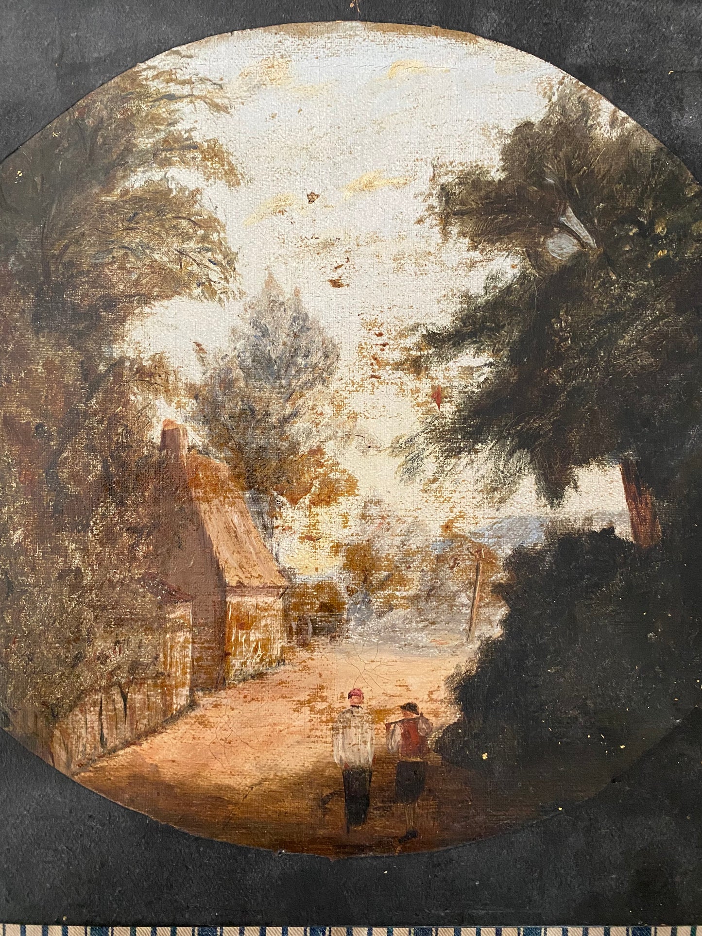 Antique English Country Scene Oil Painting on Canvas- 12x14”