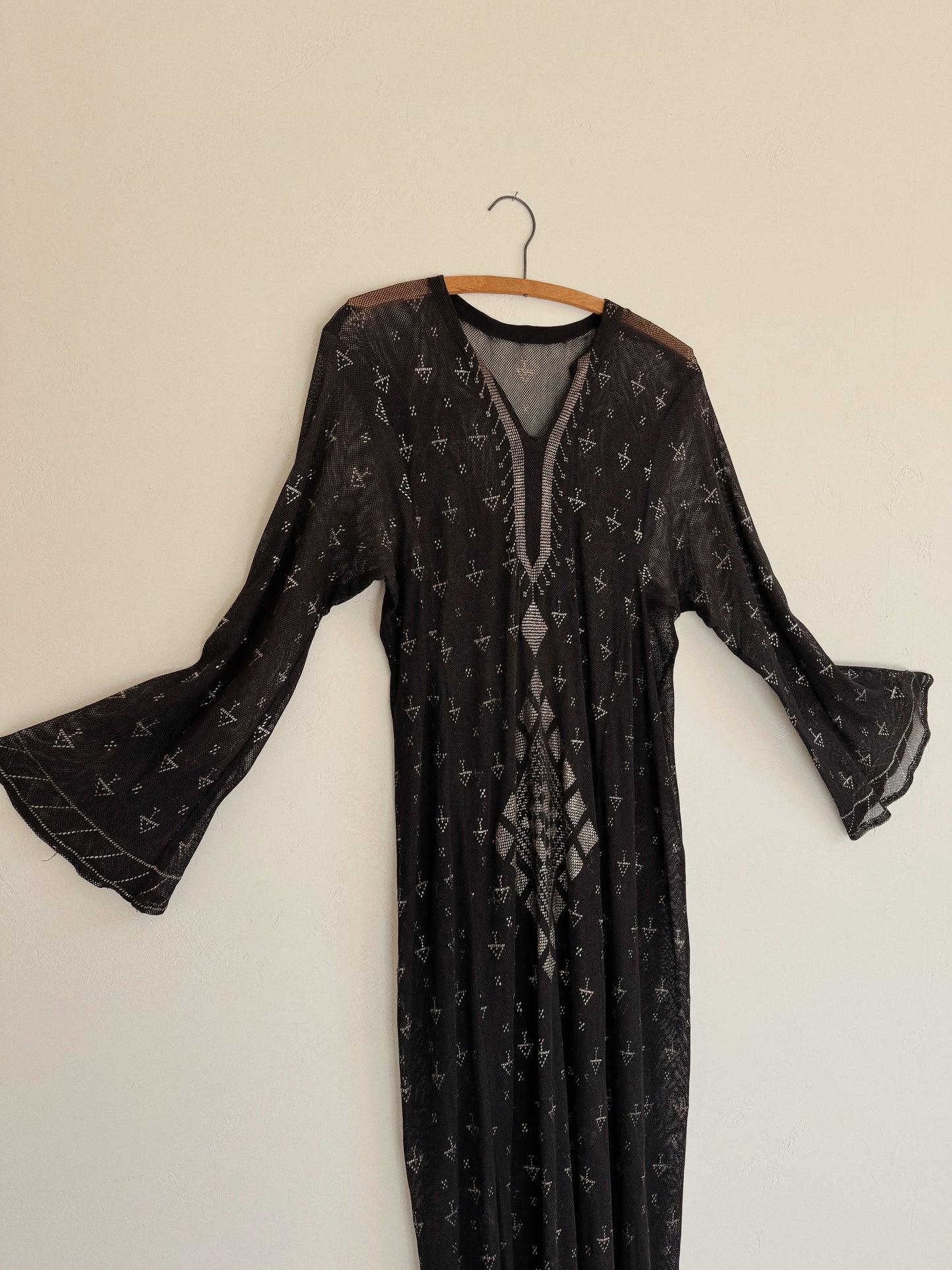 1970s Egyptian Assuit Black Kaftan- M/L