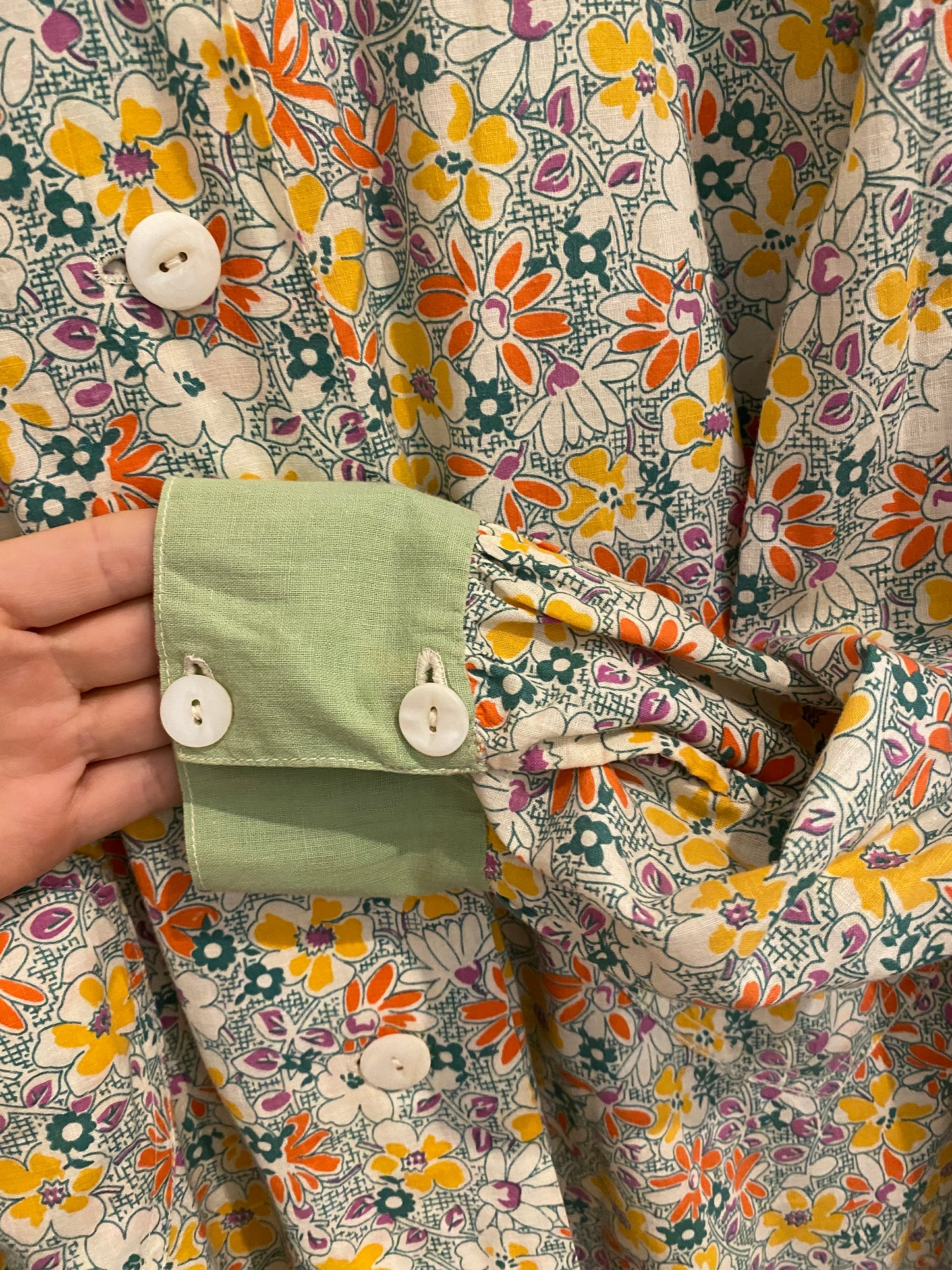 1930s Floral Feedsack Smock w/ Heart Pockets- L/XL