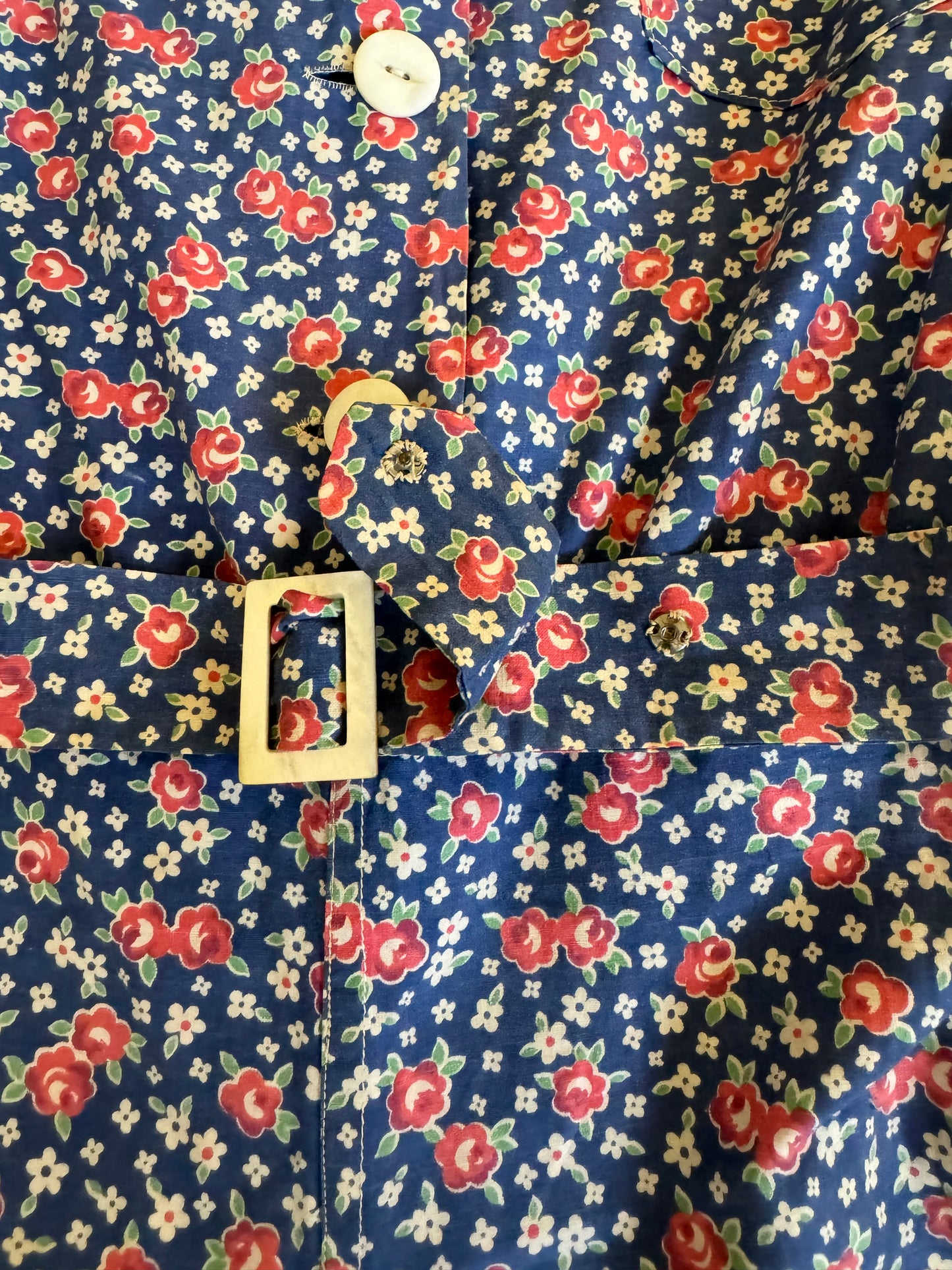 1940s Floral Cotton Playsuit w/ Original Belt- S
