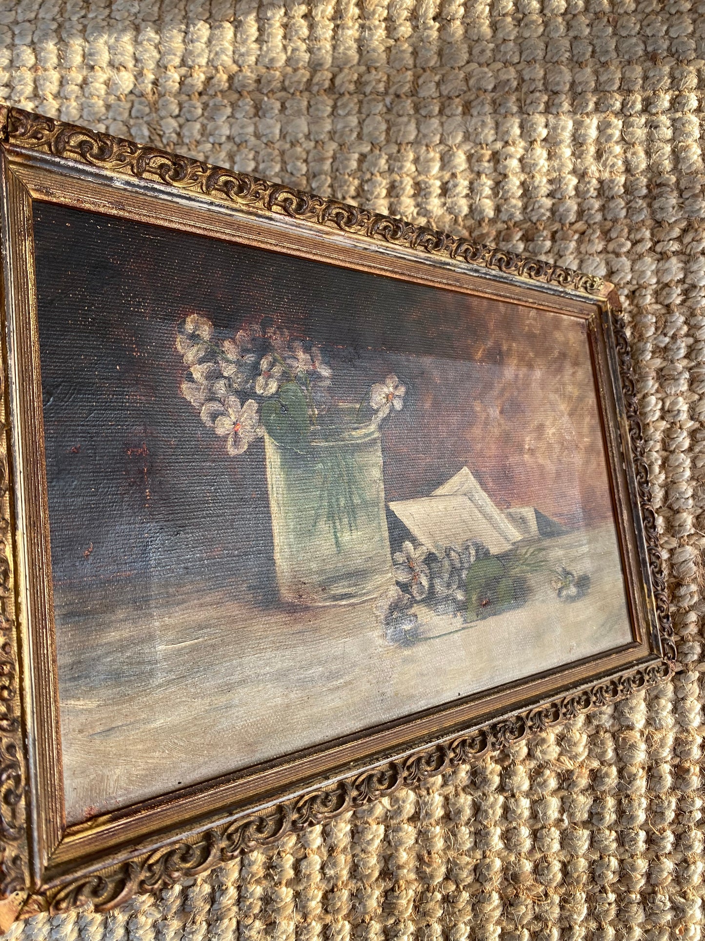 Antique Framed Floral Still Life. Oil on Canvas- 10x16”