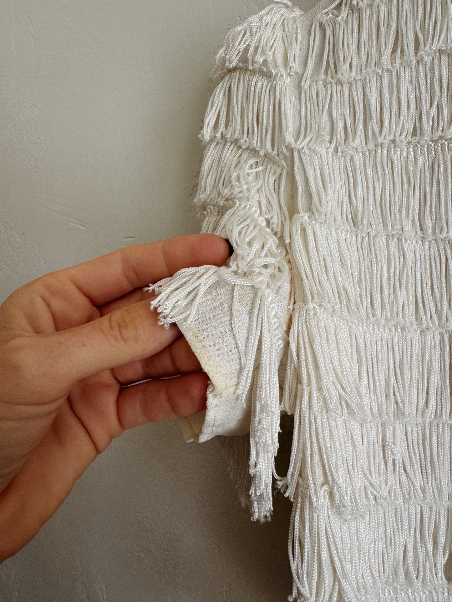 1930s Rare Cropped Tiered Fringe Zipper Front Top- S